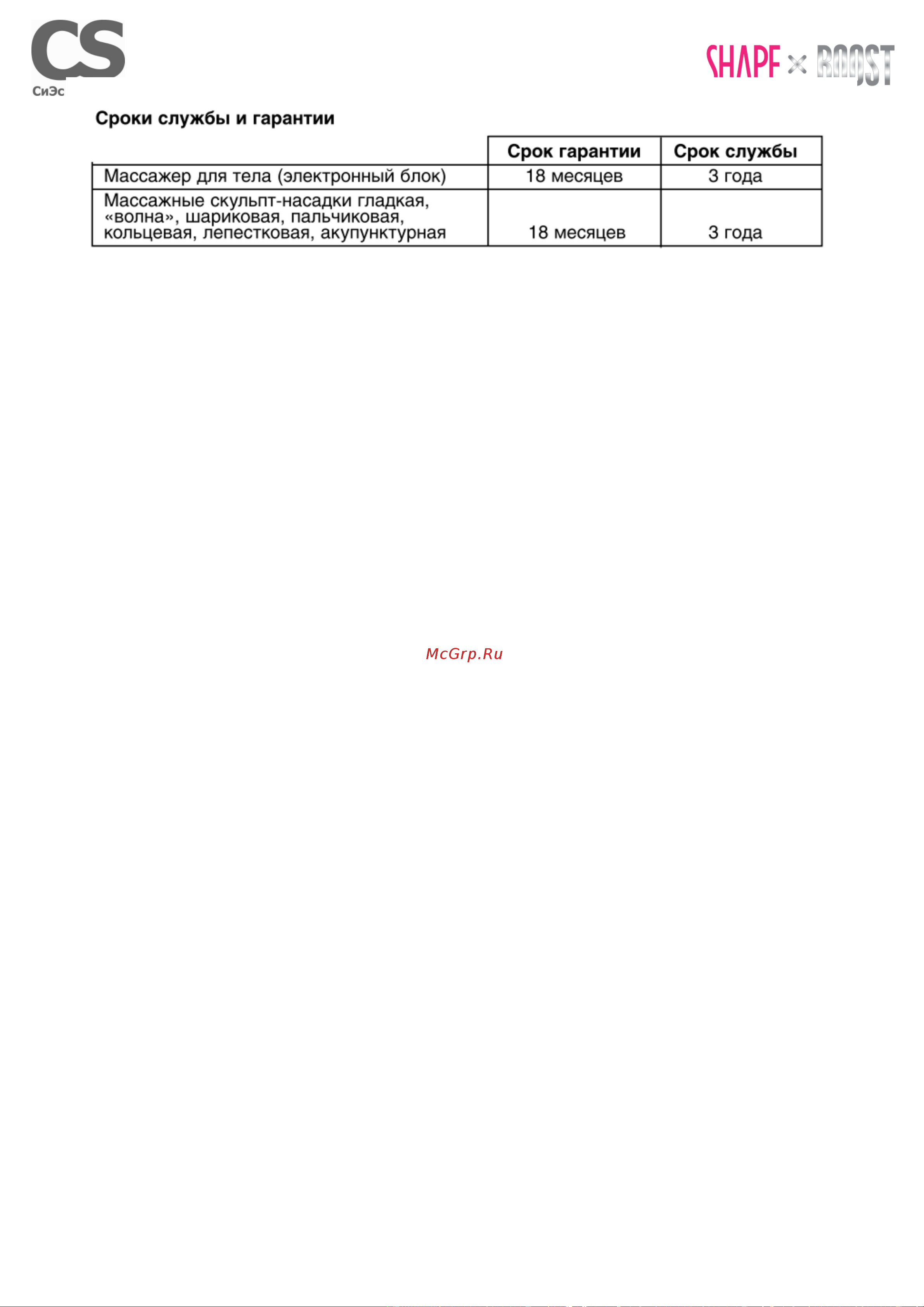 Cs Medica VibraPulsar CS-r10 [18/18] Бесплатное пожизненное сервисное обслуживание