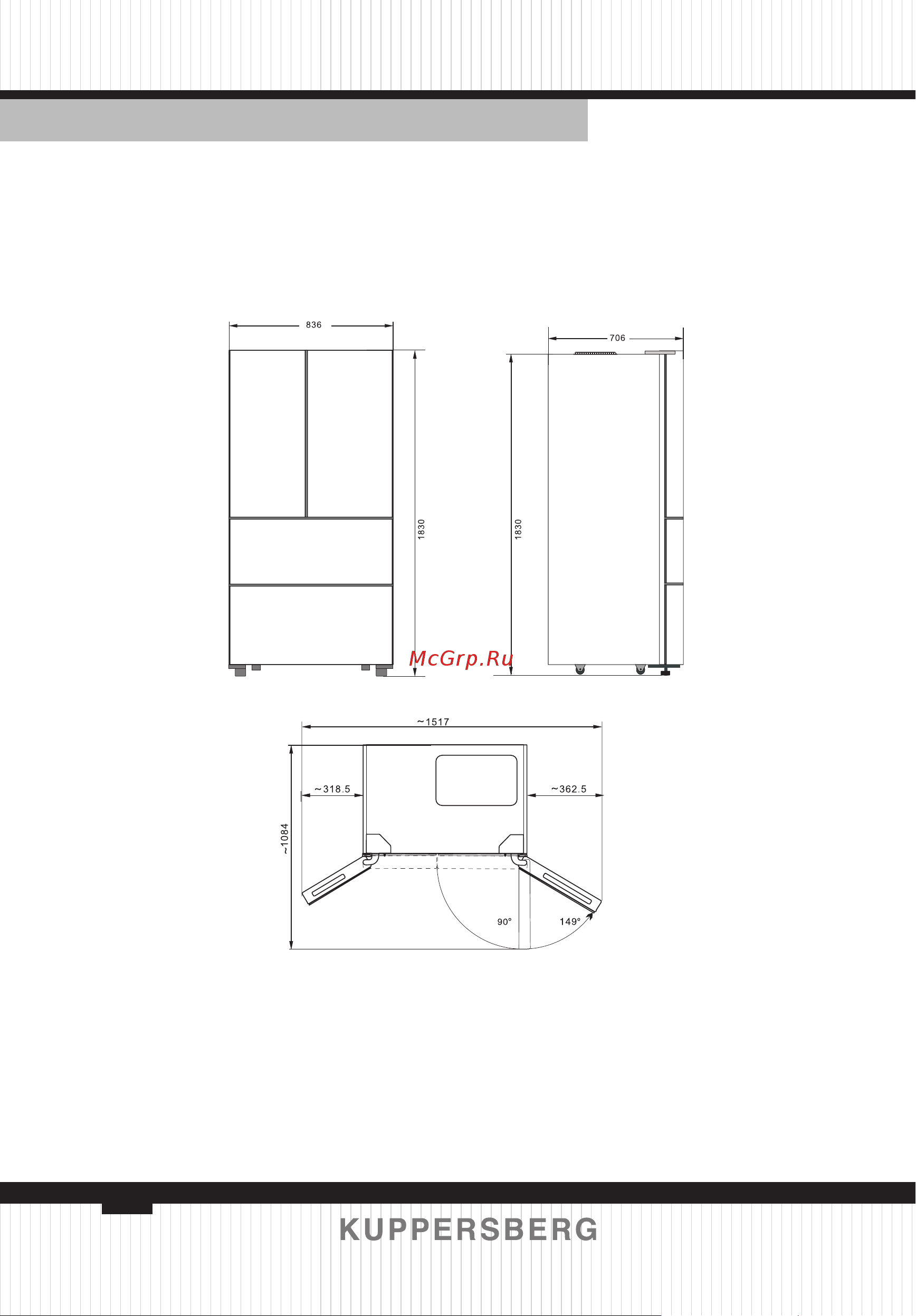 Kuppersberg RFFI 184 BG [66/88] Установочные размеры