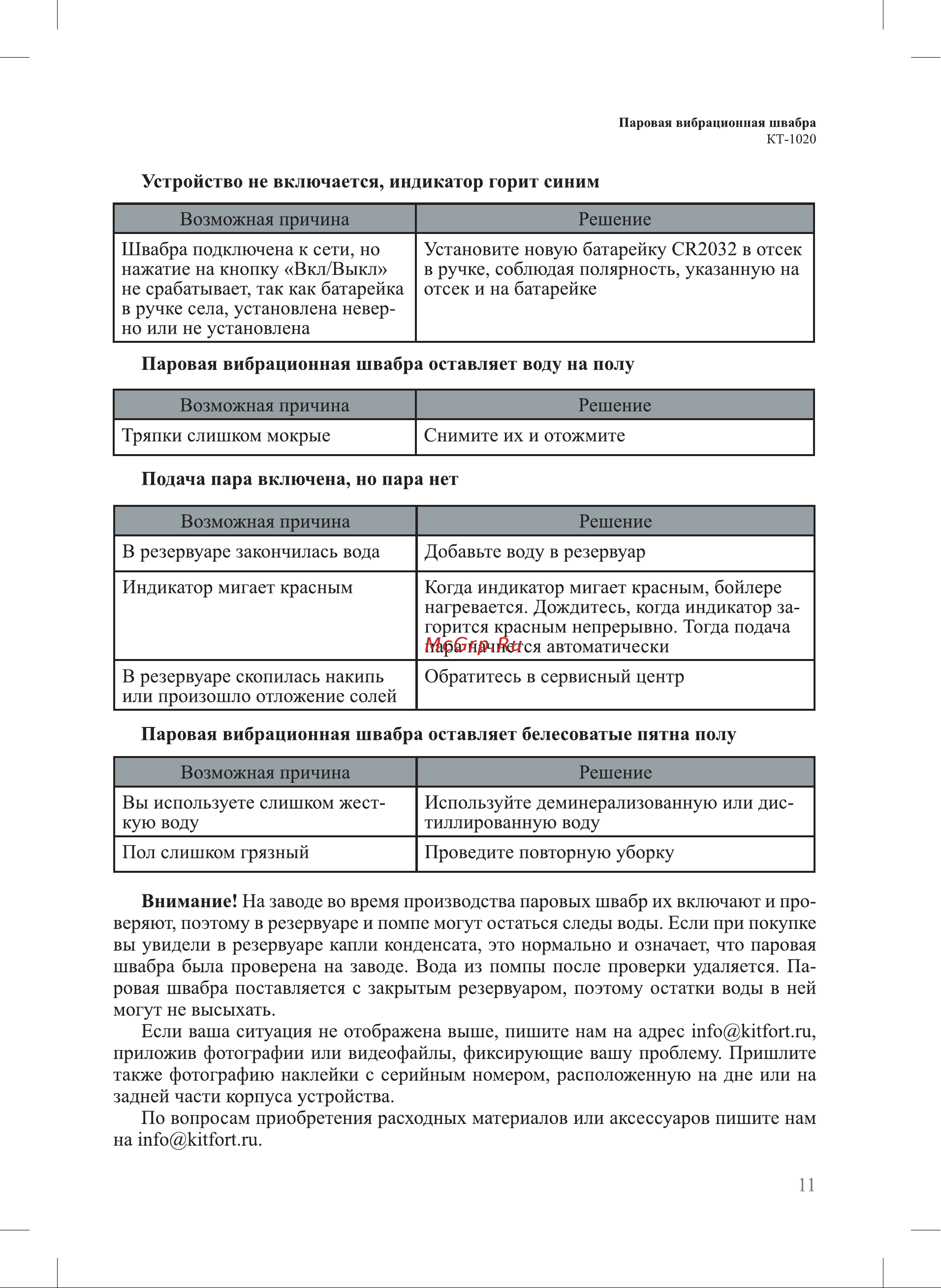 Kitfort КТ-1020 Руководство по эксплуатации онлайн [11/16] 802398