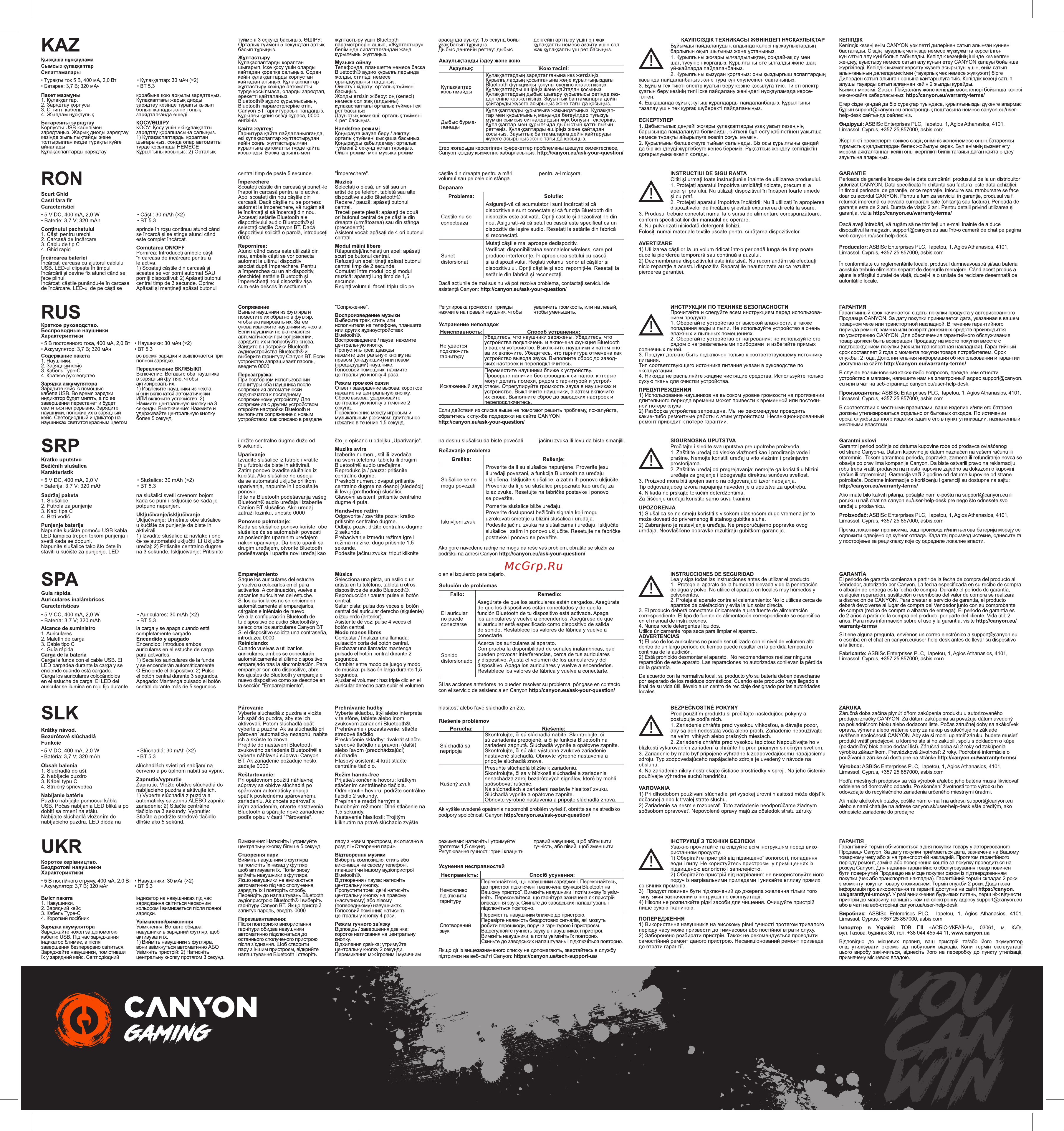 Canyon CND-GTWS2Y Руководство по эксплуатации онлайн [2/2] 802474