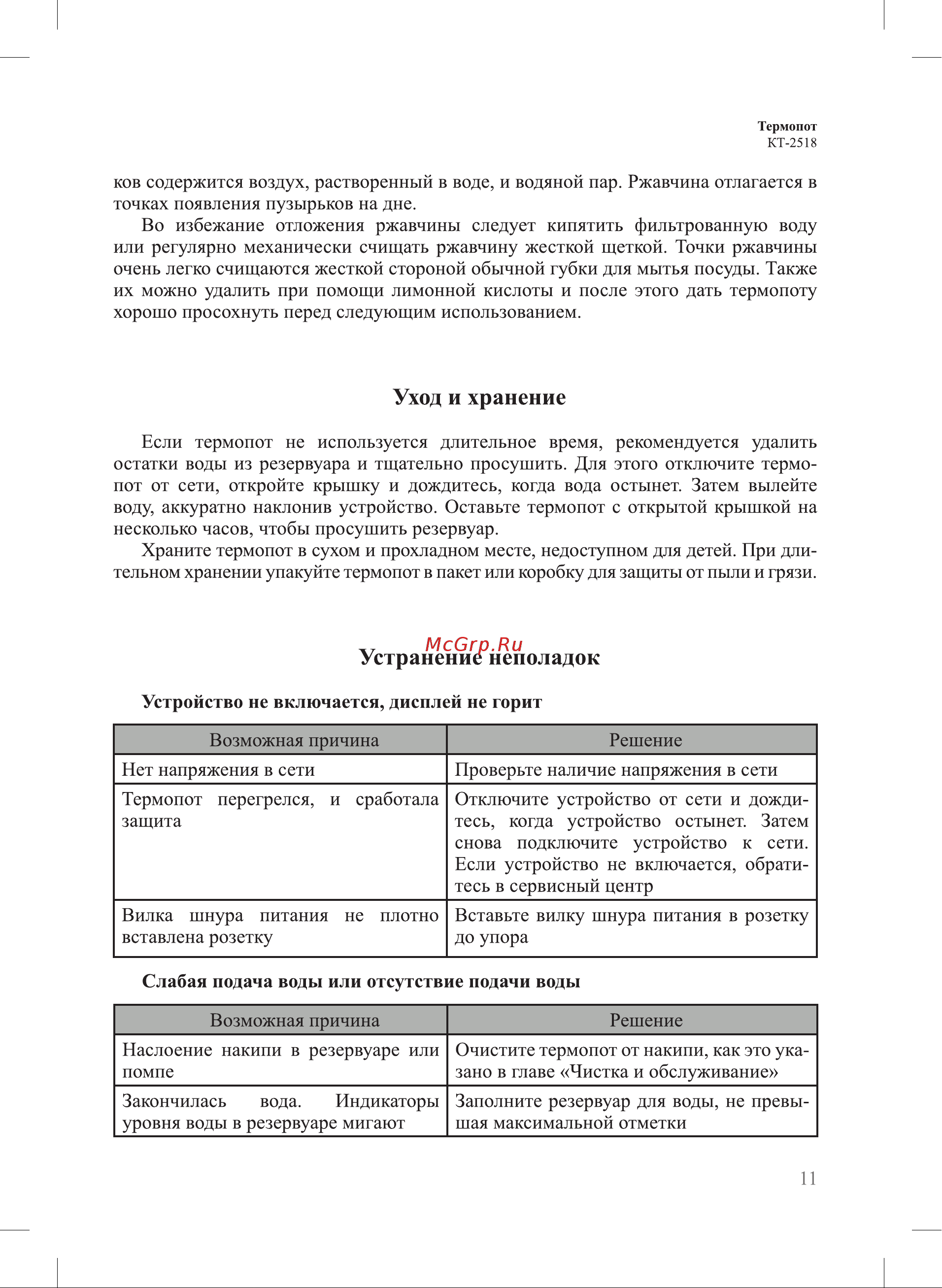 Kitfort КТ-2518 Руководство по эксплуатации онлайн [11/16] 802507