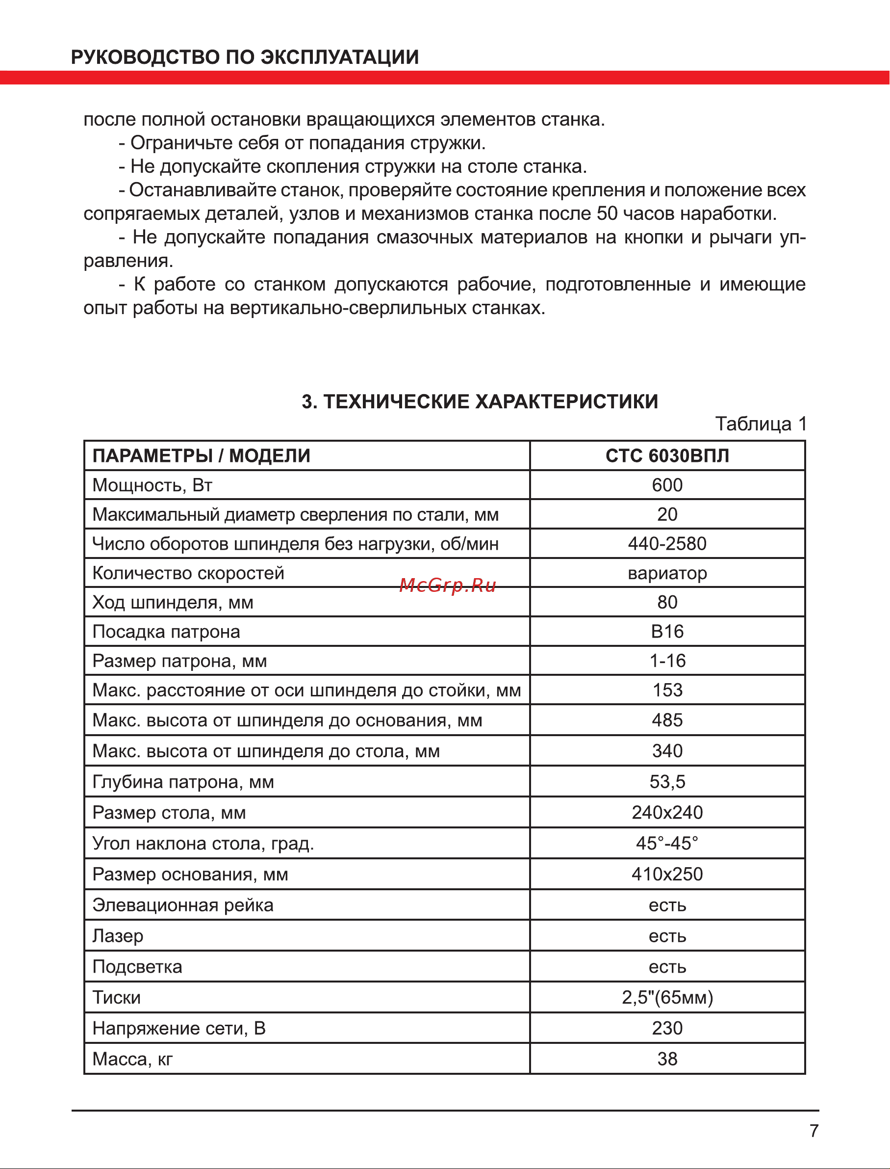 Elitech СТС 6030ВПЛ Руководство по эксплуатации онлайн [7/20] 802560