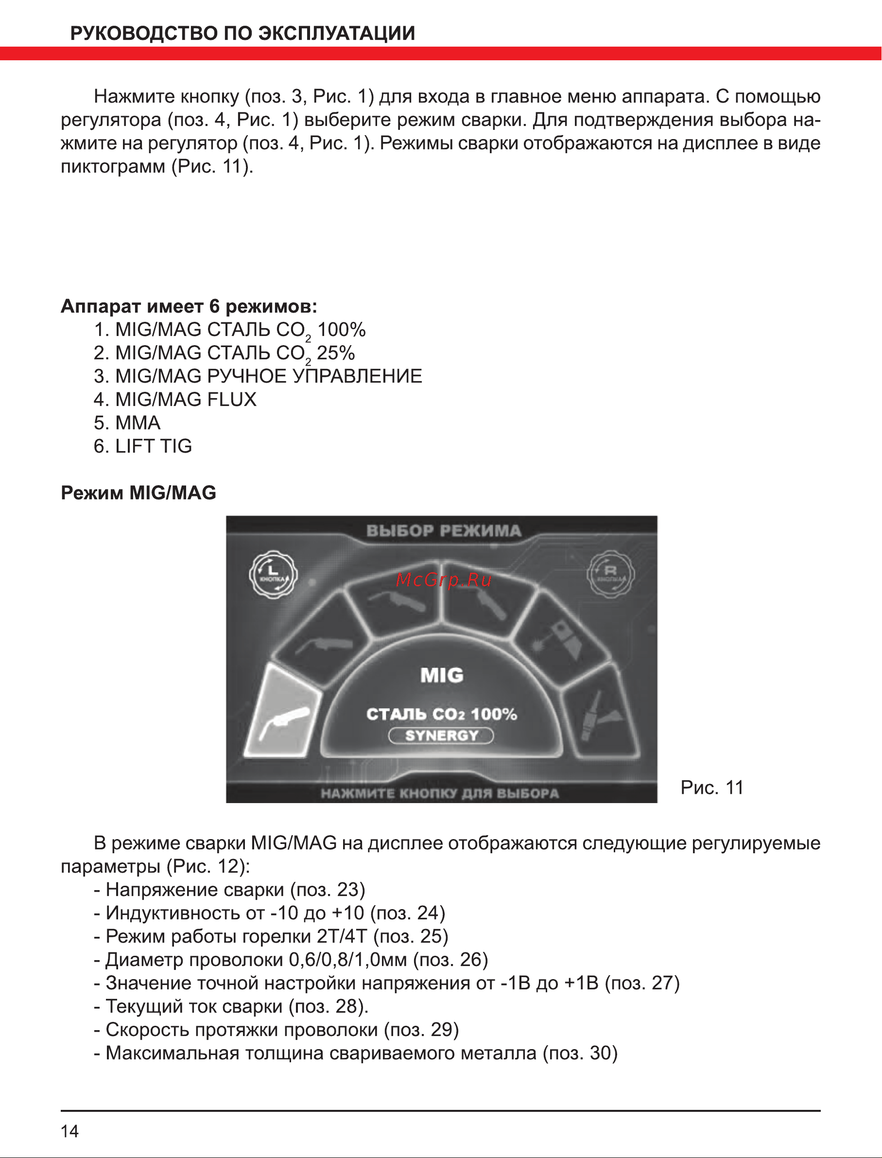 Elitech МIG/MAG АИС 200LCD 192069 Руководство по эксплуатации онлайн [14/28] 865992
