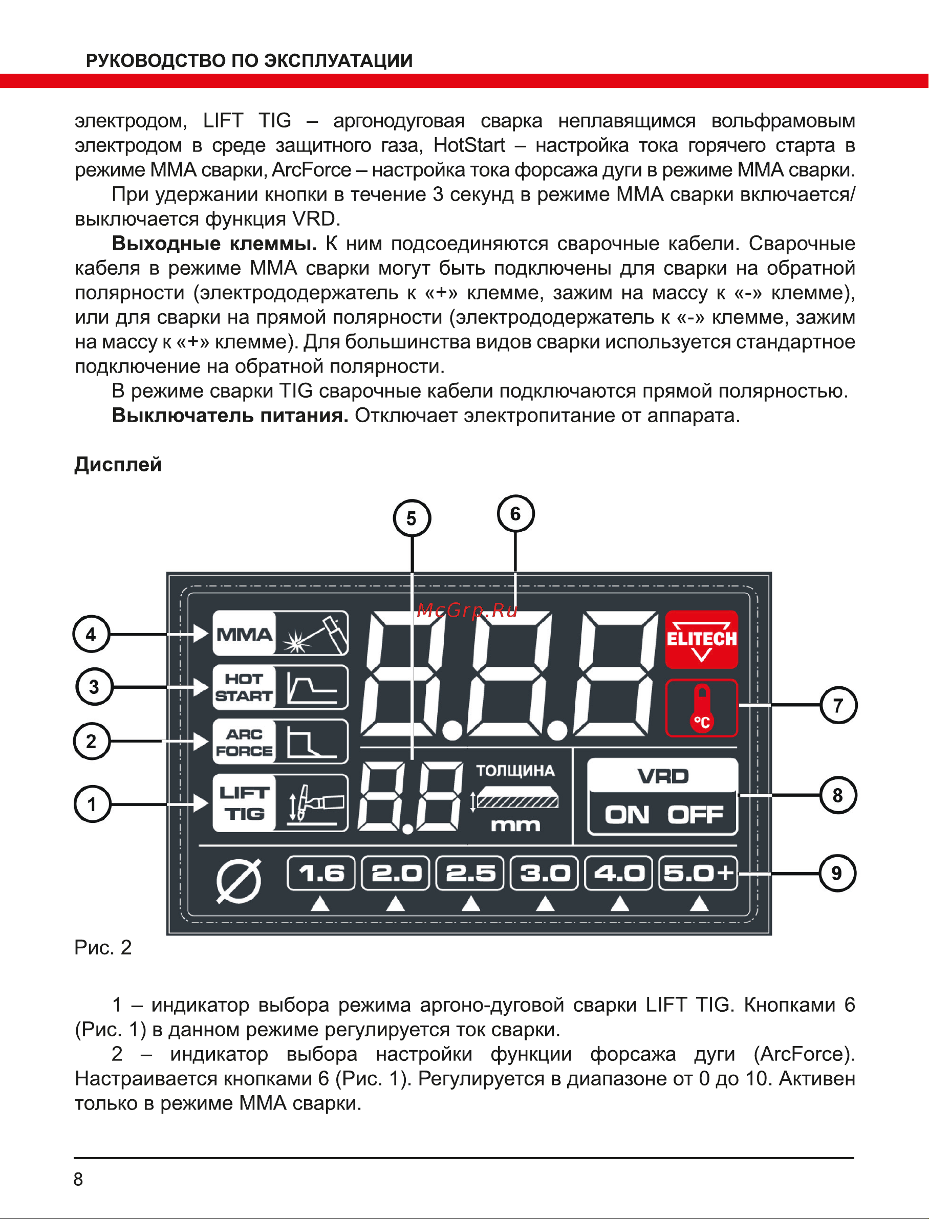 Elitech ИС 180М (E1703.016.00) Руководство по эксплуатации онлайн [8/16] 802662
