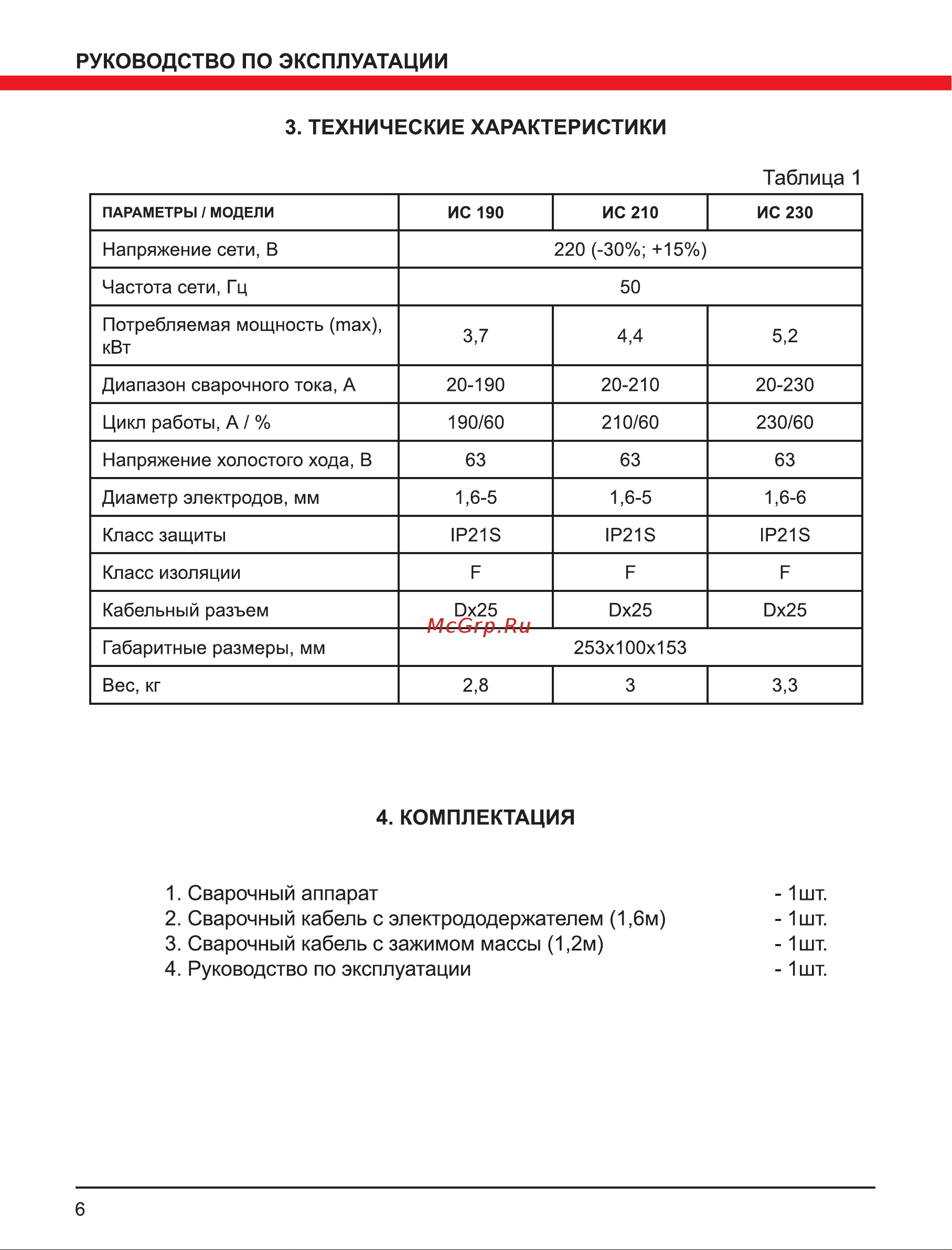 Elitech ИС 230 Руководство по эксплуатации онлайн [6/16] 802666