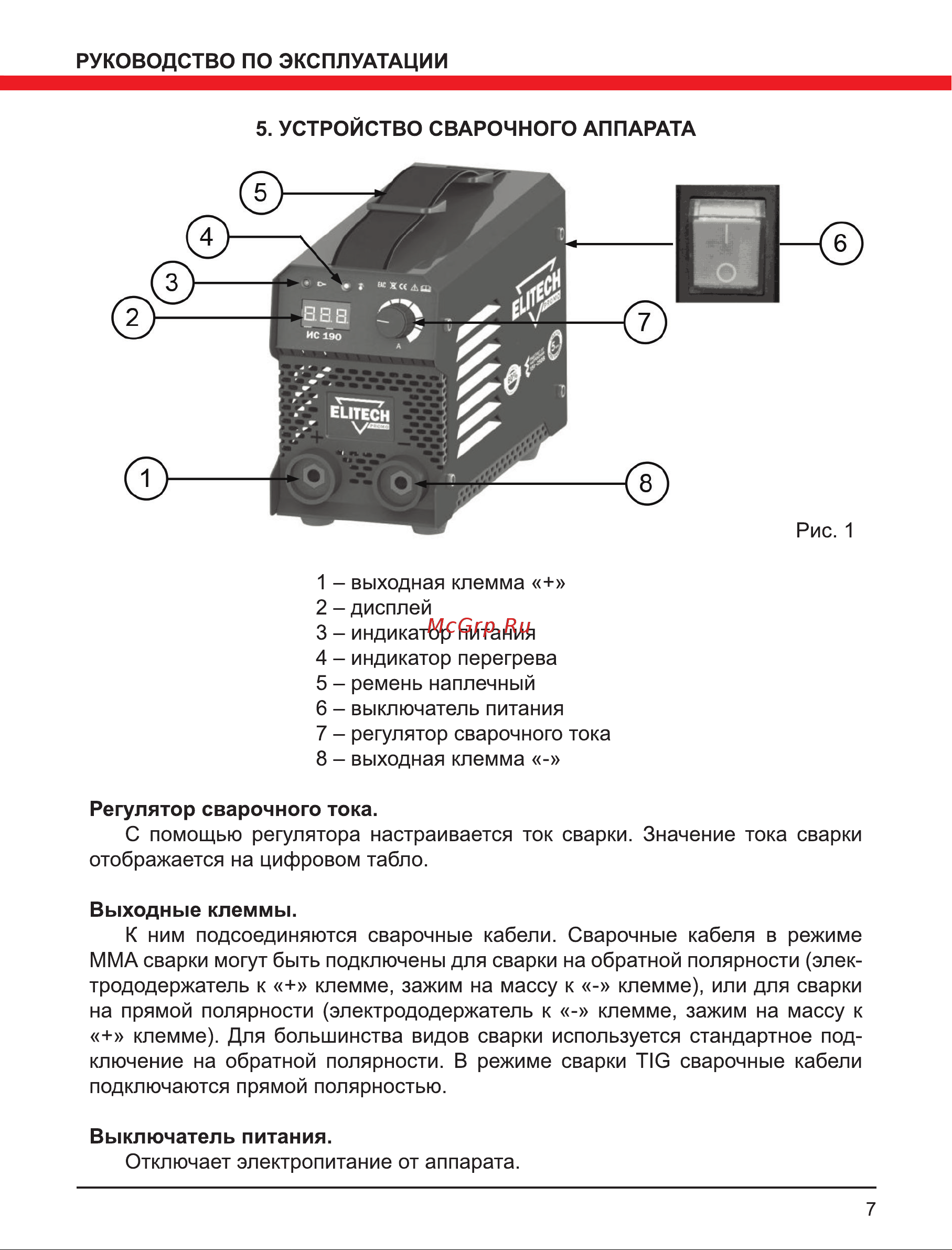 Elitech ИС 230 Руководство по эксплуатации онлайн [7/16] 802666