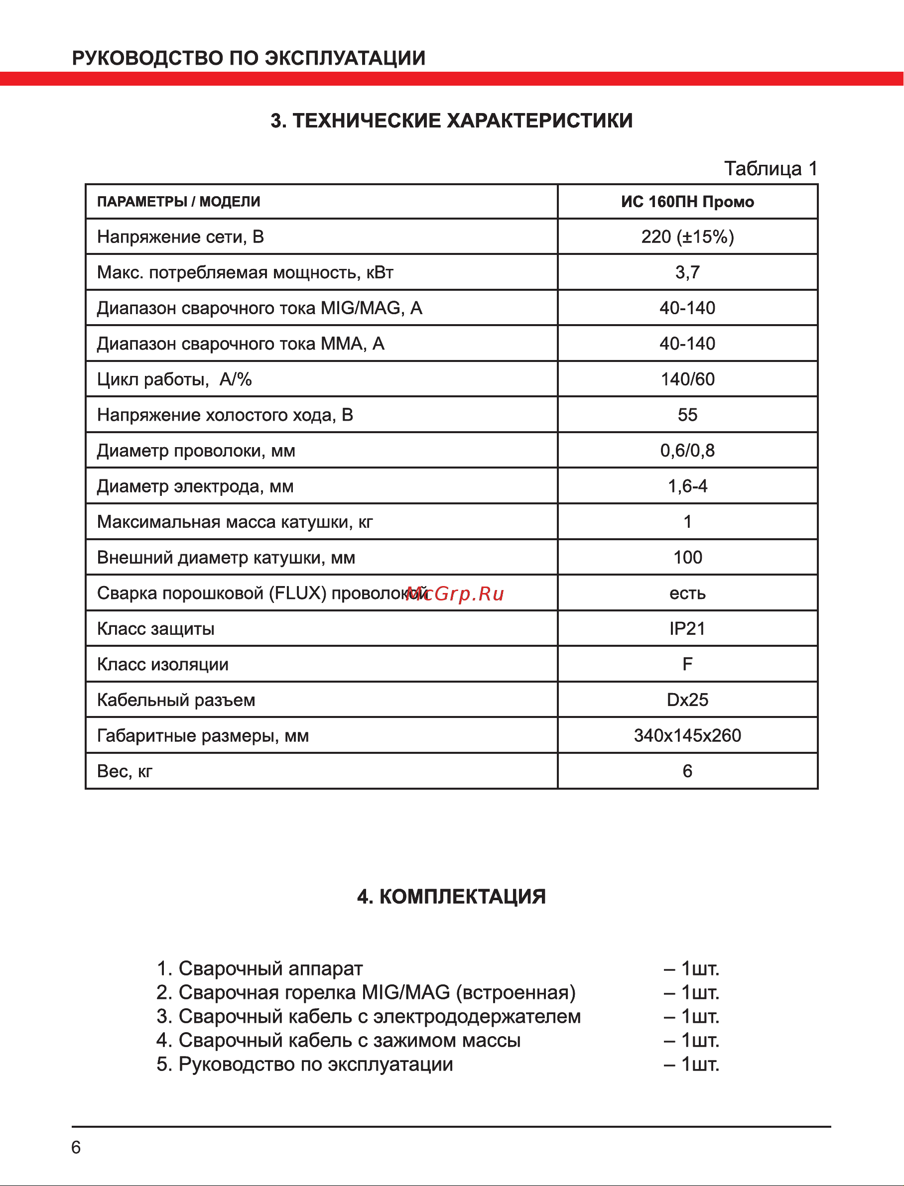 Elitech ИС 160ПН Промо Руководство по эксплуатации онлайн [6/20] 802693