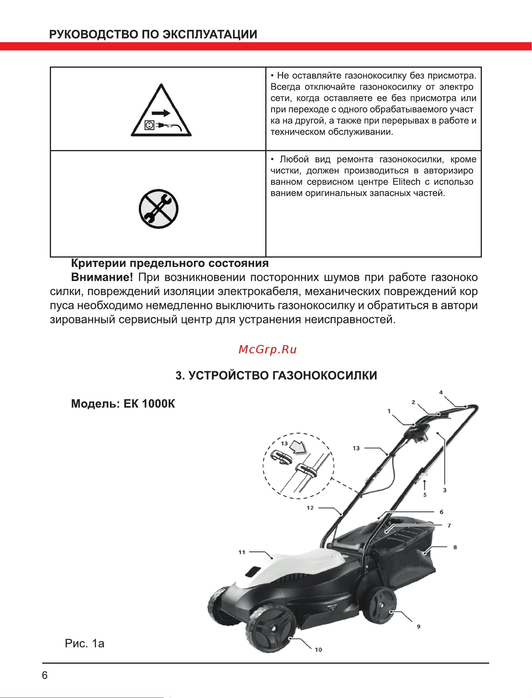 Elitech ЕК 1000Н (E1601.003.00) Руководство по эксплуатации онлайн [6/20] 802755