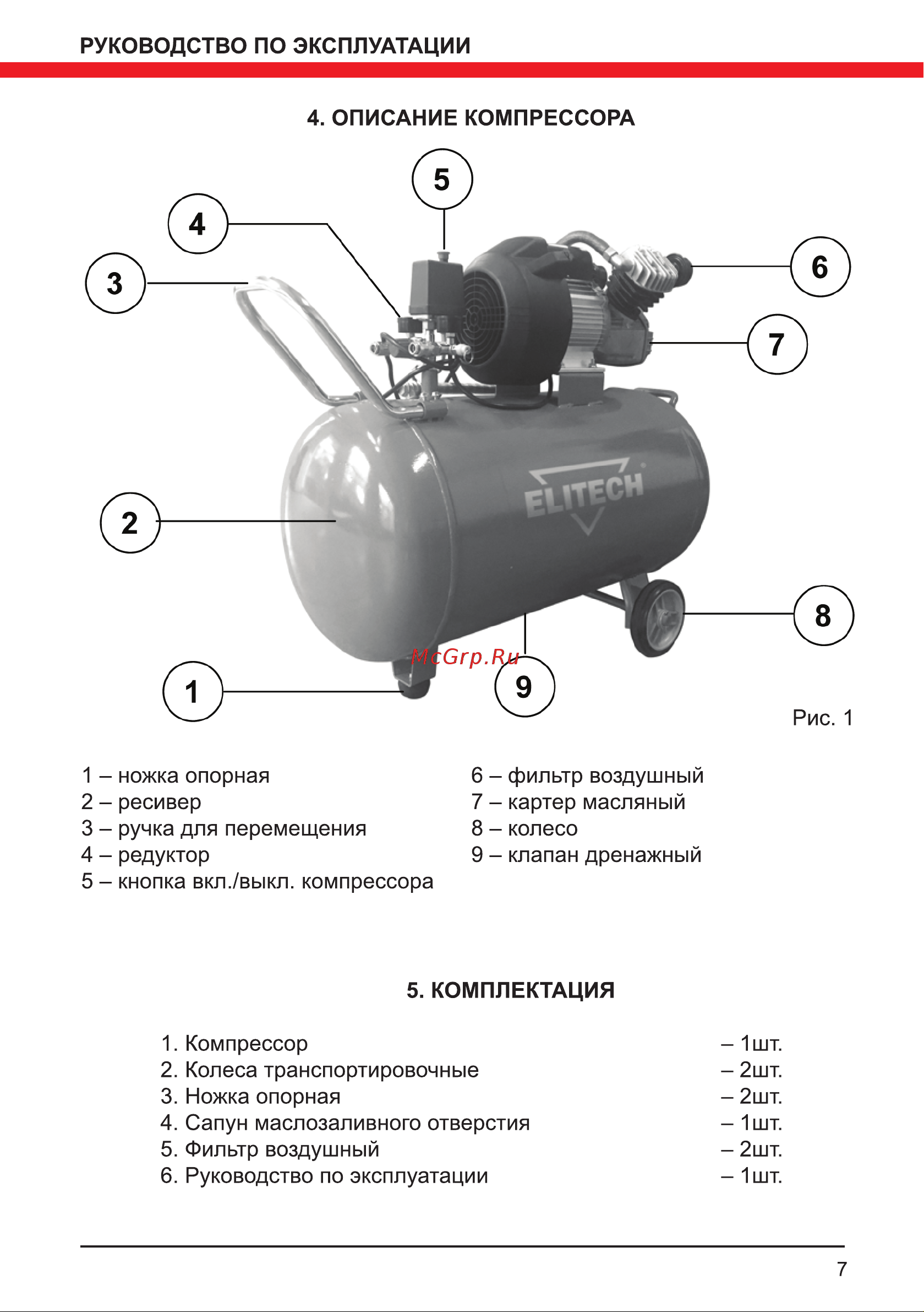 Elitech КПМ 360/100 (E0503.005.00) Руководство по эксплуатации онлайн [7/16] 802795