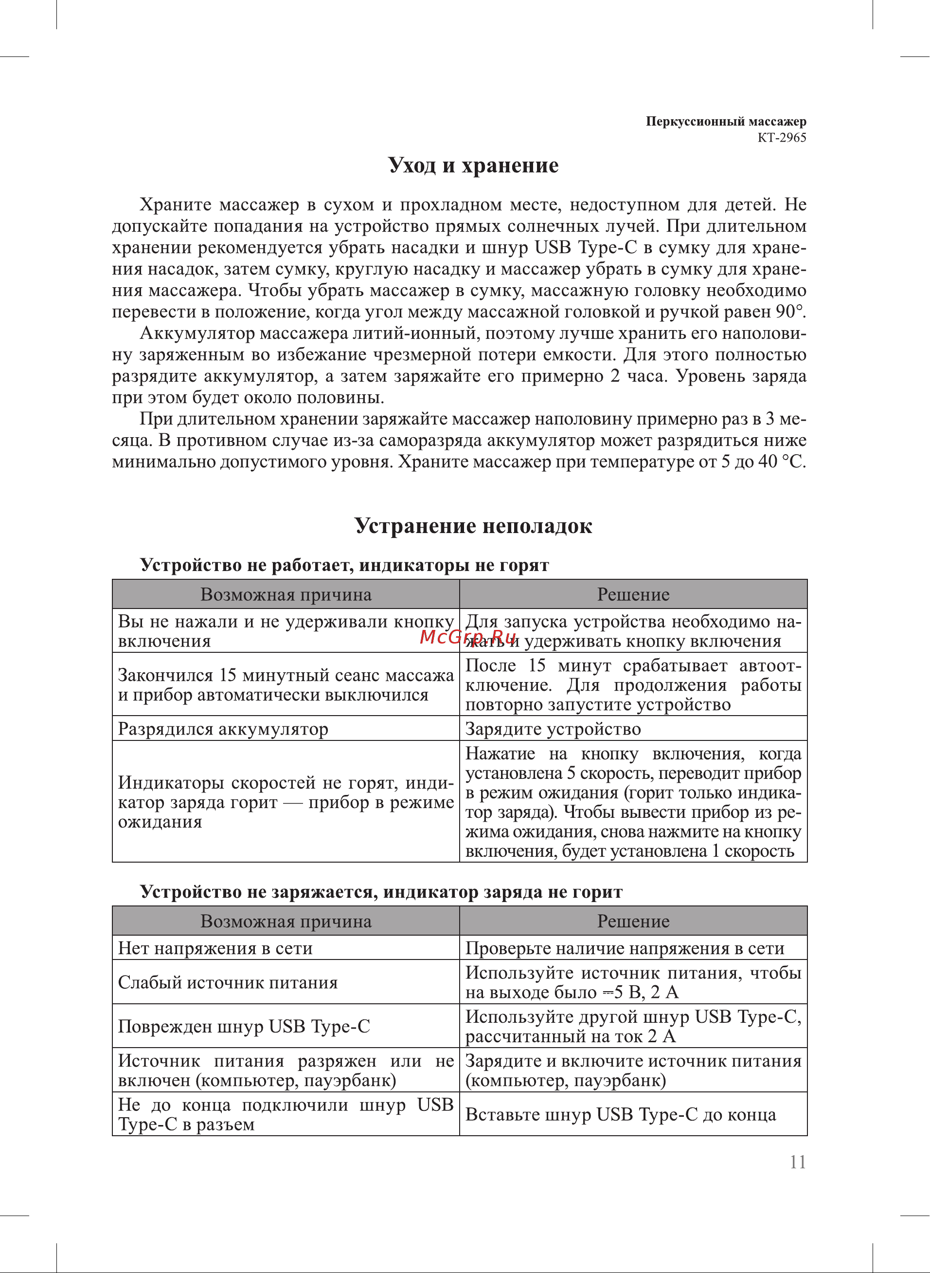 Kitfort КТ-2965 Руководство по эксплуатации онлайн [11/16] 802839