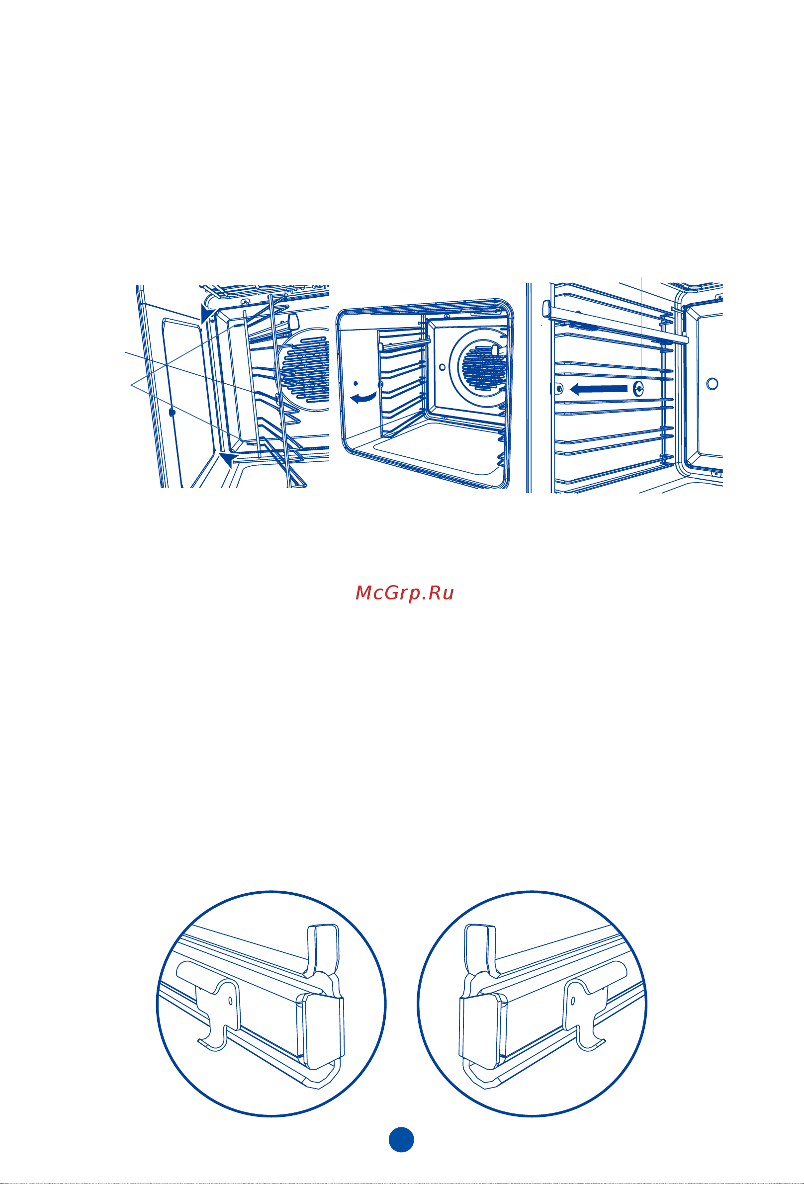 Haier HOQ-F3AAN3GB [41/107] To fit 1 ensure the slides are the correct way around the front of the slide has the triangular shaped tab as shown 2 fit the top of the clips over the side rack the front clip should be fitted as close to the front of the side rack as possible make sure the rear clip has engaged 3 rotate the slide down and click the bottom of the clips into place