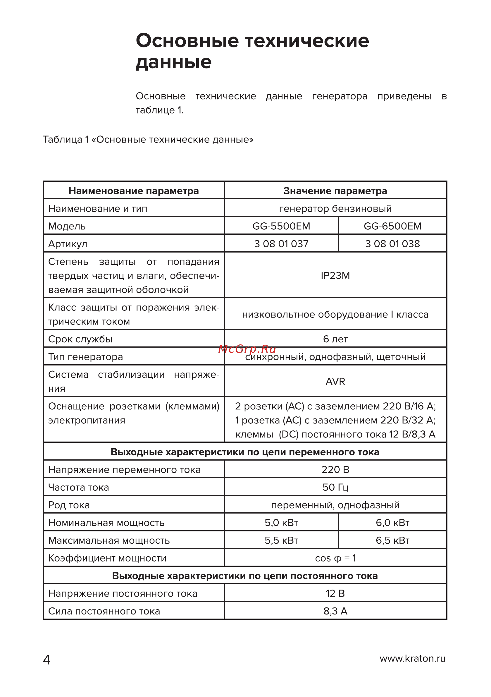 Кратон GG-6500EM [4/54] Страница 4