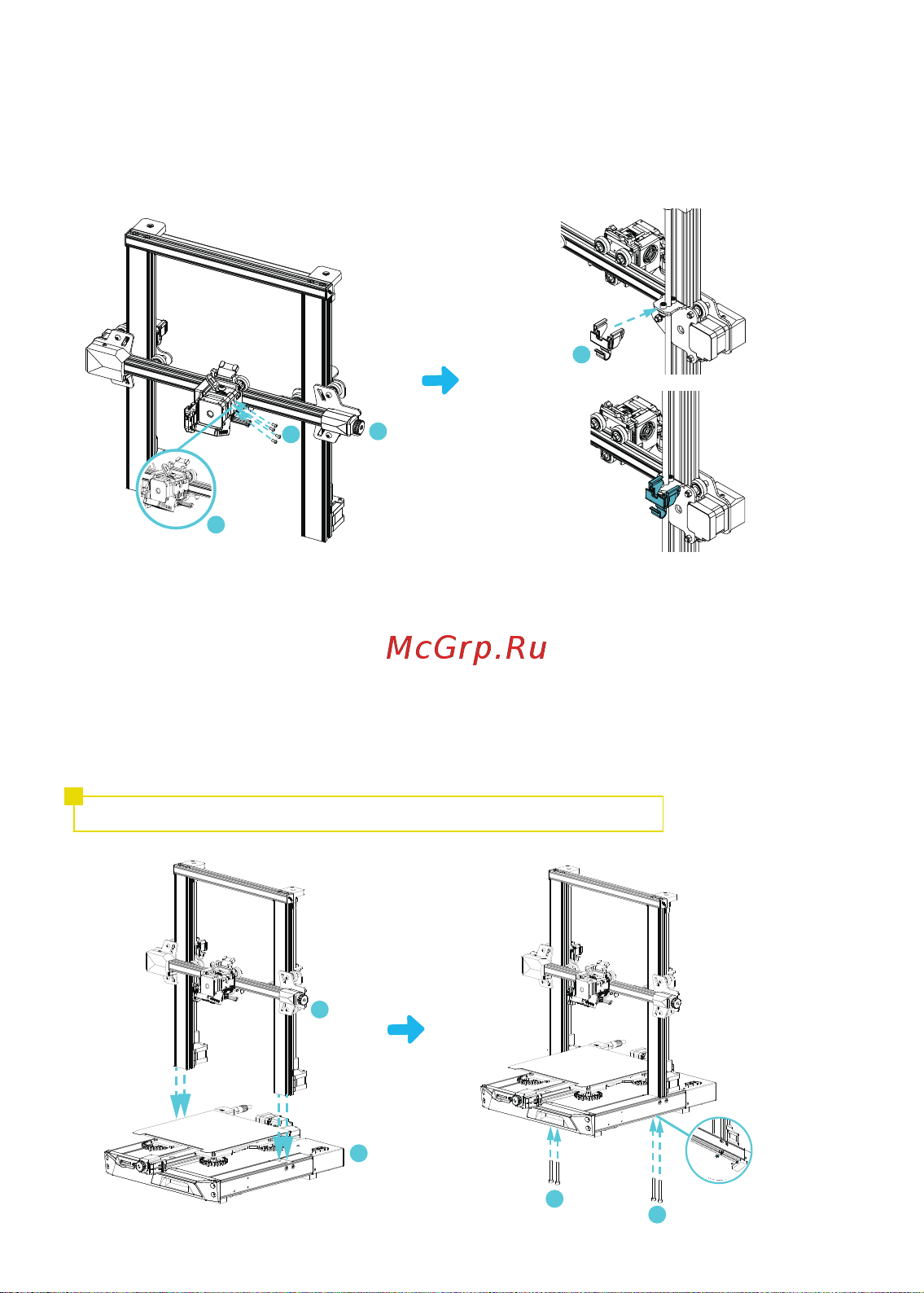Creality Ender-3 S1 [4/11] Установка сопла в сборе и зажима для проводов