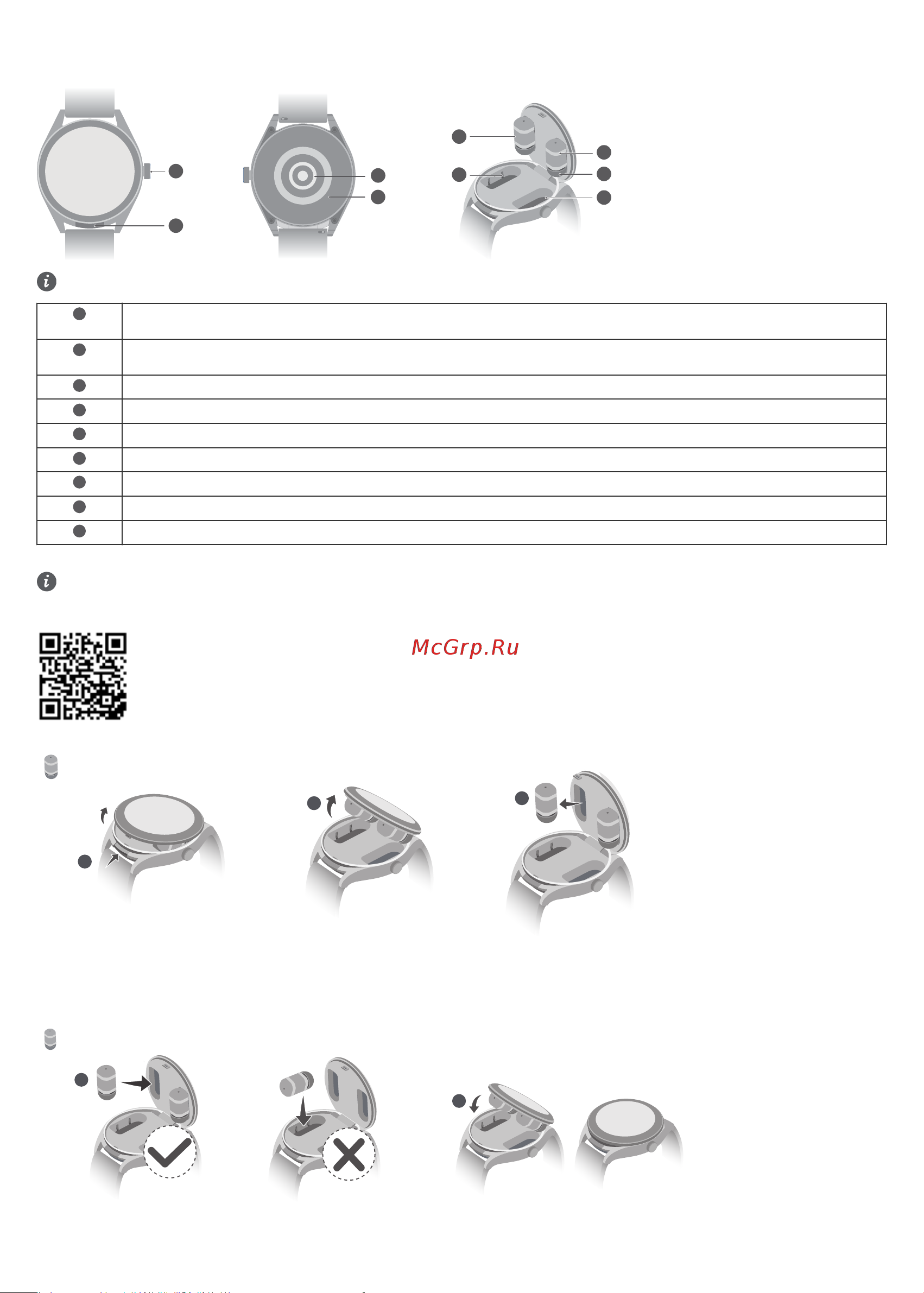 Huawei WATCH Buds (SGA-B19) [35/120] Skrócona instrukcja obsługiwyglądjeśli po użyciu urządzenia odczuwasz dyskomfort związany z nadgarstkiem lub uchem nie korzystaj z niego do czasu zasięgnięcia porady lekarskiej przycisknaciśnij i przytrzymaj przycisk aby włączyć wyłączyć lub ponownie uruchomić urządzenie przycisk pokrywydelikatnie naciśnij przycisk pokrywy aby otworzyć pokrywę zegarka czujnik tętnaczujnik ładowaniasłuchawkazłącze ładowaniapierścień ładowaniawkładka dousznawnękakonfiguracja urządzeniaaby mieć pewność że telefon może sparować się z zegarkiem i słuchawkami nie otwieraj pokrywy zegarka ani nie wyjmuj słuchawek przed ukończeniem parowania sparuj urządzenie z telefonem za pomocą aplikacji huawei health zeskanuj kod qr lub wyszukaj ciąg huawei health w aplikacji appgallery aby pobrać aplikację huawei health dodaj urządzenie w aplikacji huawei health i wykonaj instrukcje ekranowe aby ukończyć parowanie wyjmowanie słuchawek1delikatnie naciśnij przycisk pokrywy aby otworzyć pokrywę zegarka unieś pokrywę zegarka
