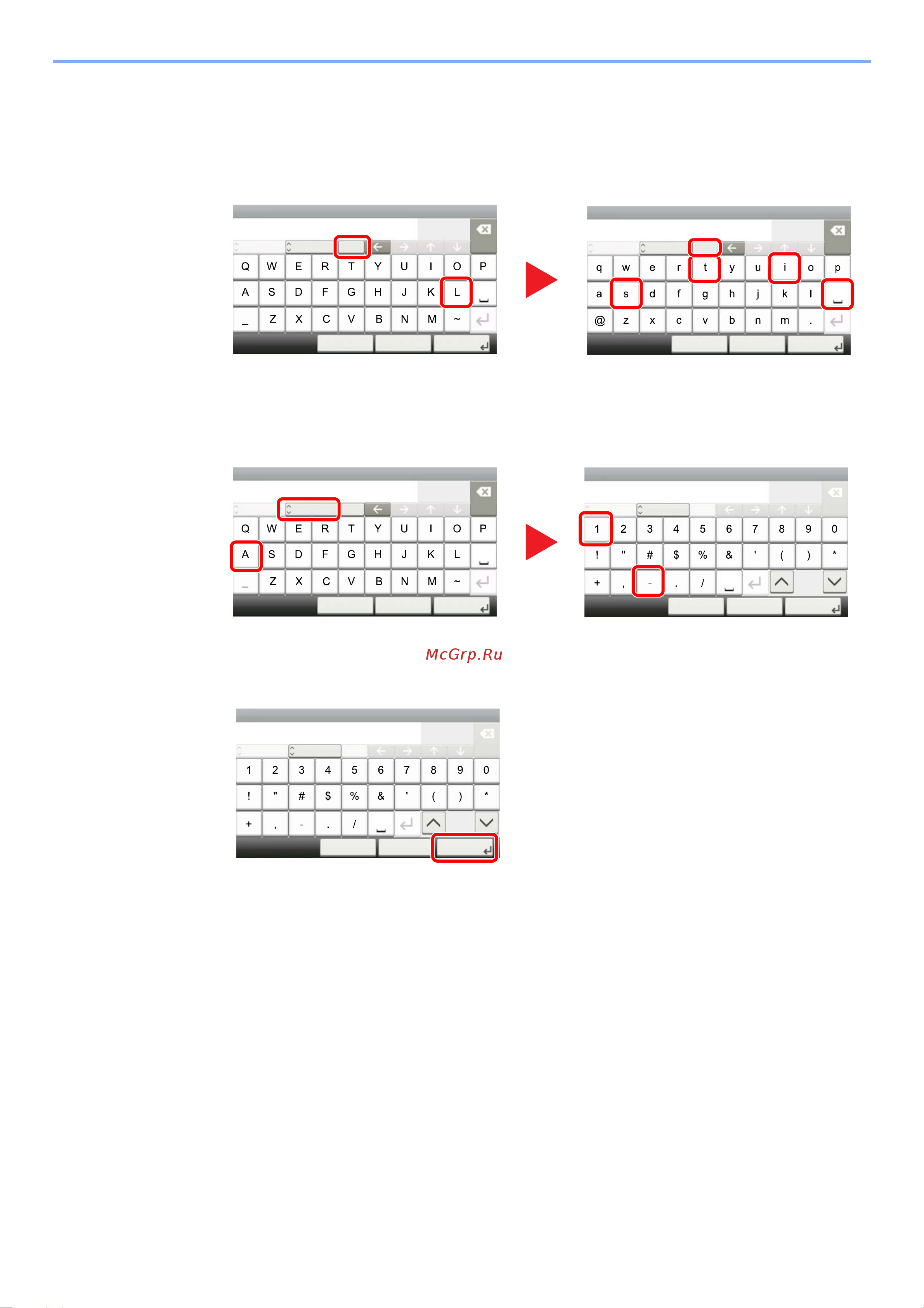 Kyocera ECOSYS M5526cdn [413/0] Ввод символов