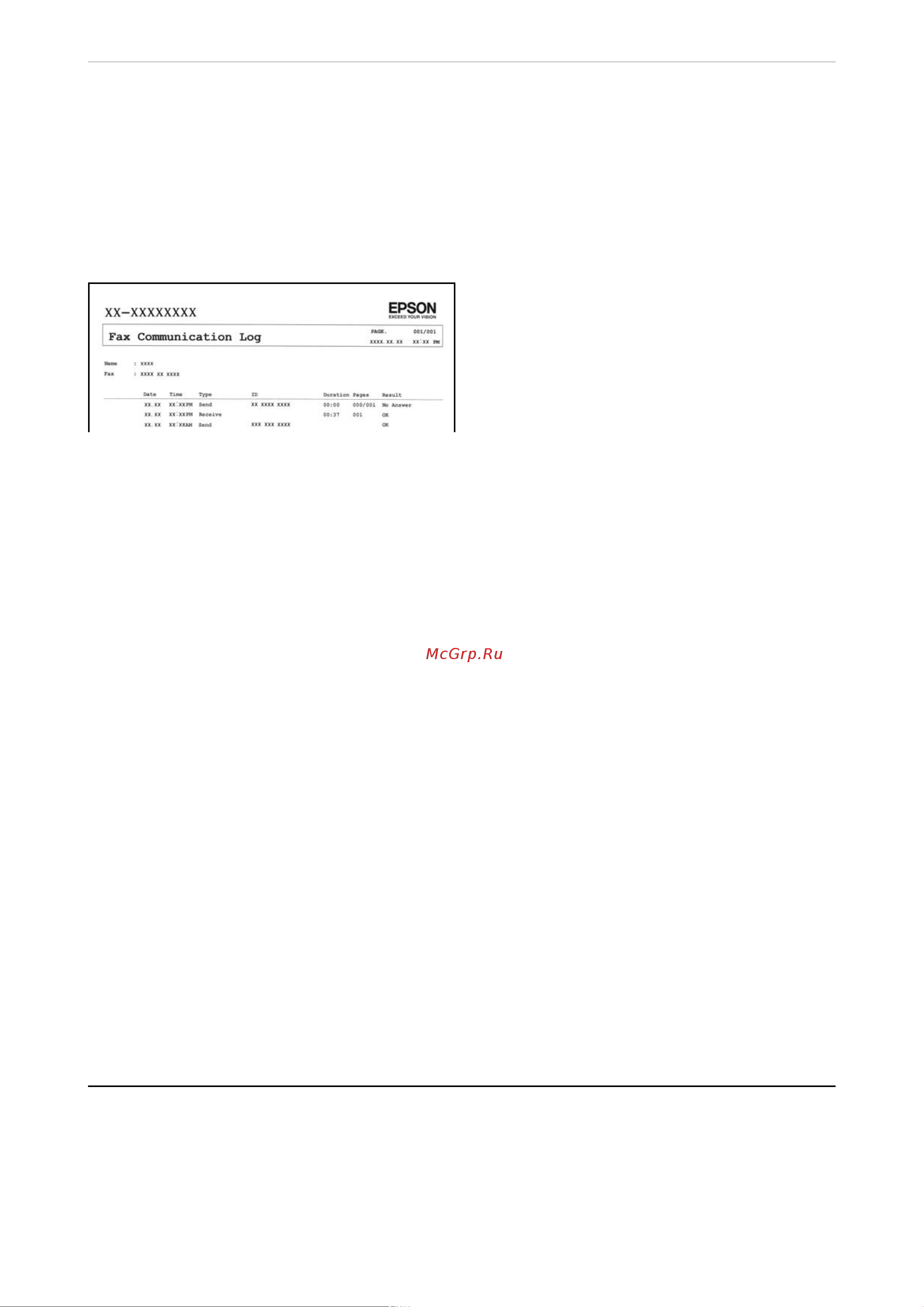 Epson L3260 [106/305] Функции различные отчеты о работе с факсами