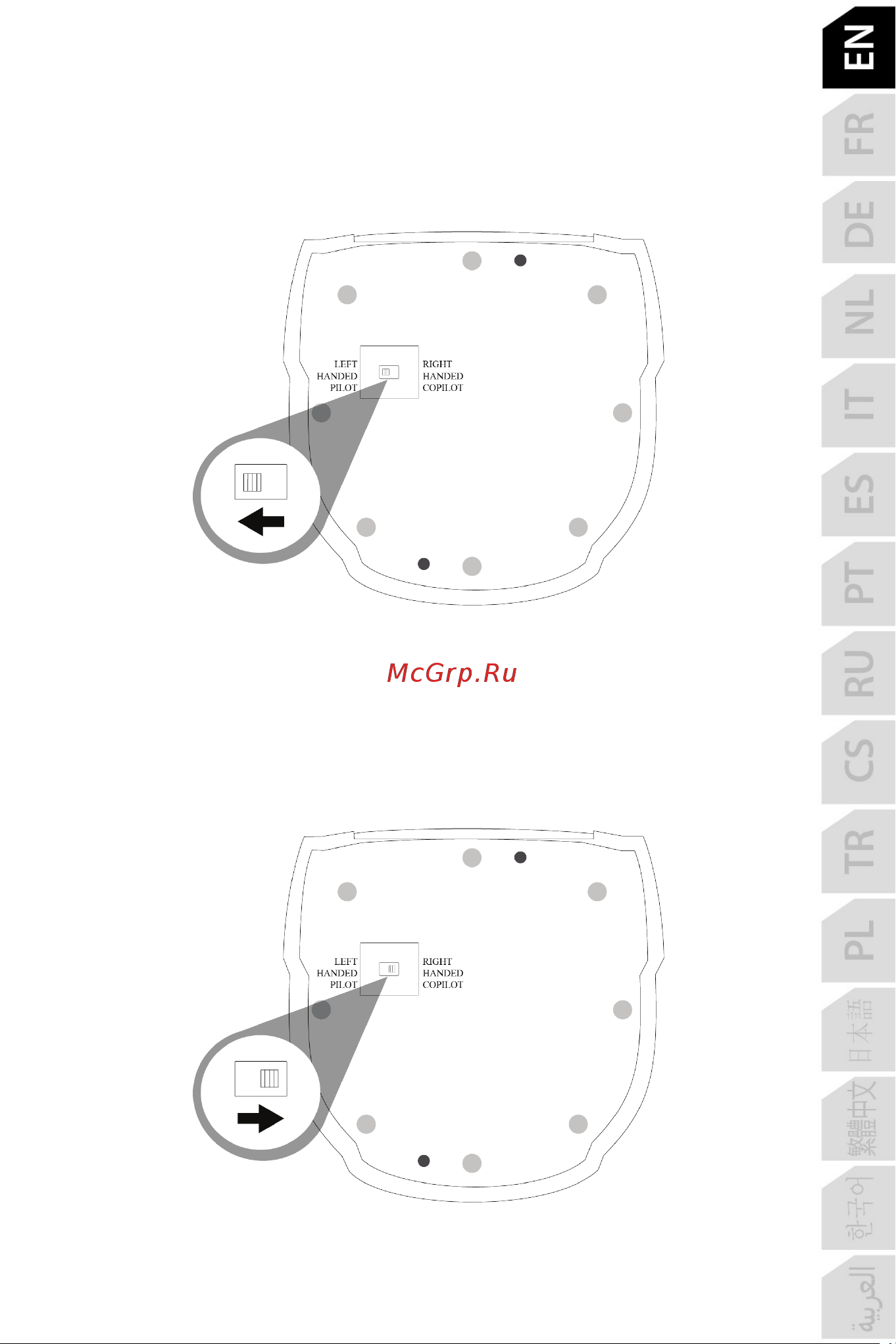 Thrustmaster TCA SIDESTICK X AIRBUS EDITION [10/730] Configuring the stick in left handed pilot mode