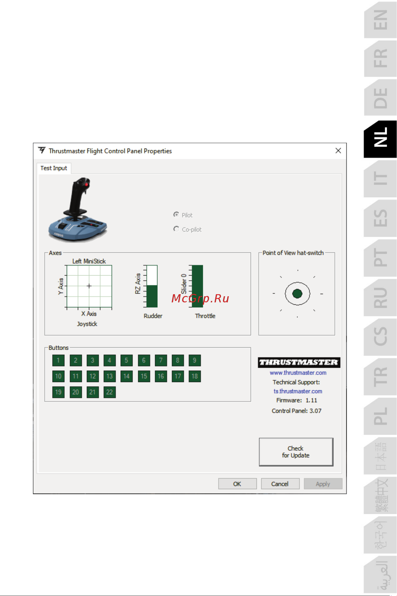 Thrustmaster TCA SIDESTICK X AIRBUS EDITION [121/730] Aangepaste interface