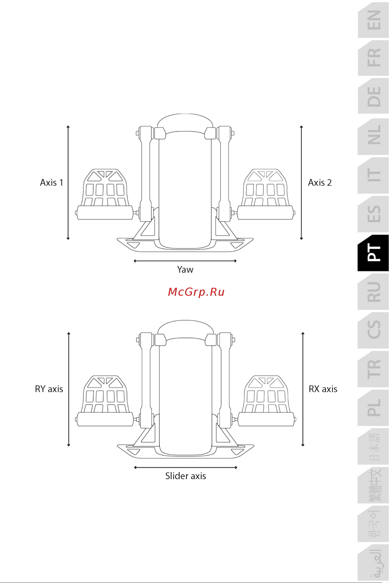 Thrustmaster TCA SIDESTICK X AIRBUS EDITION [236/730] Mapeamento para o sistema de leme de direção tpr ligado ao tca sidestick x airbus edition
