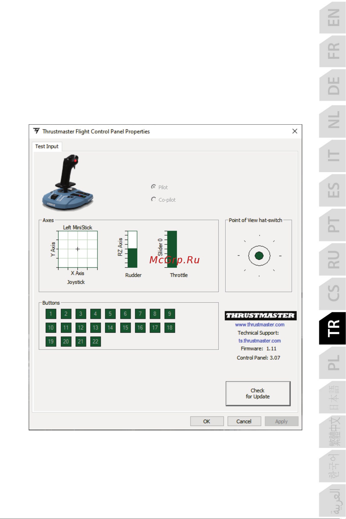 Thrustmaster TCA SIDESTICK X AIRBUS EDITION [331/730] Özelleşti ri lmi ş arayüz