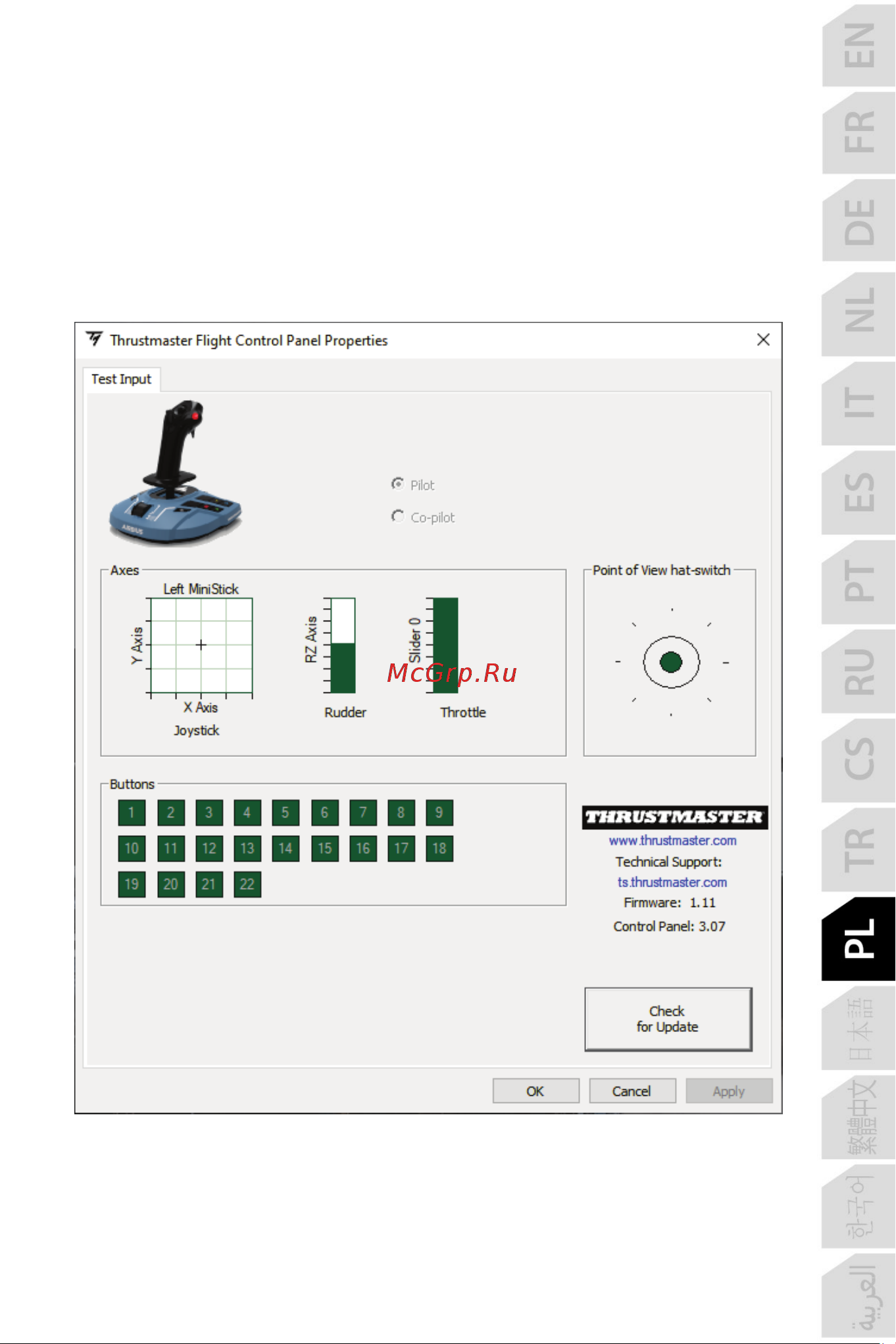 Thrustmaster TCA SIDESTICK X AIRBUS EDITION [366/730] Specjalny interfejs