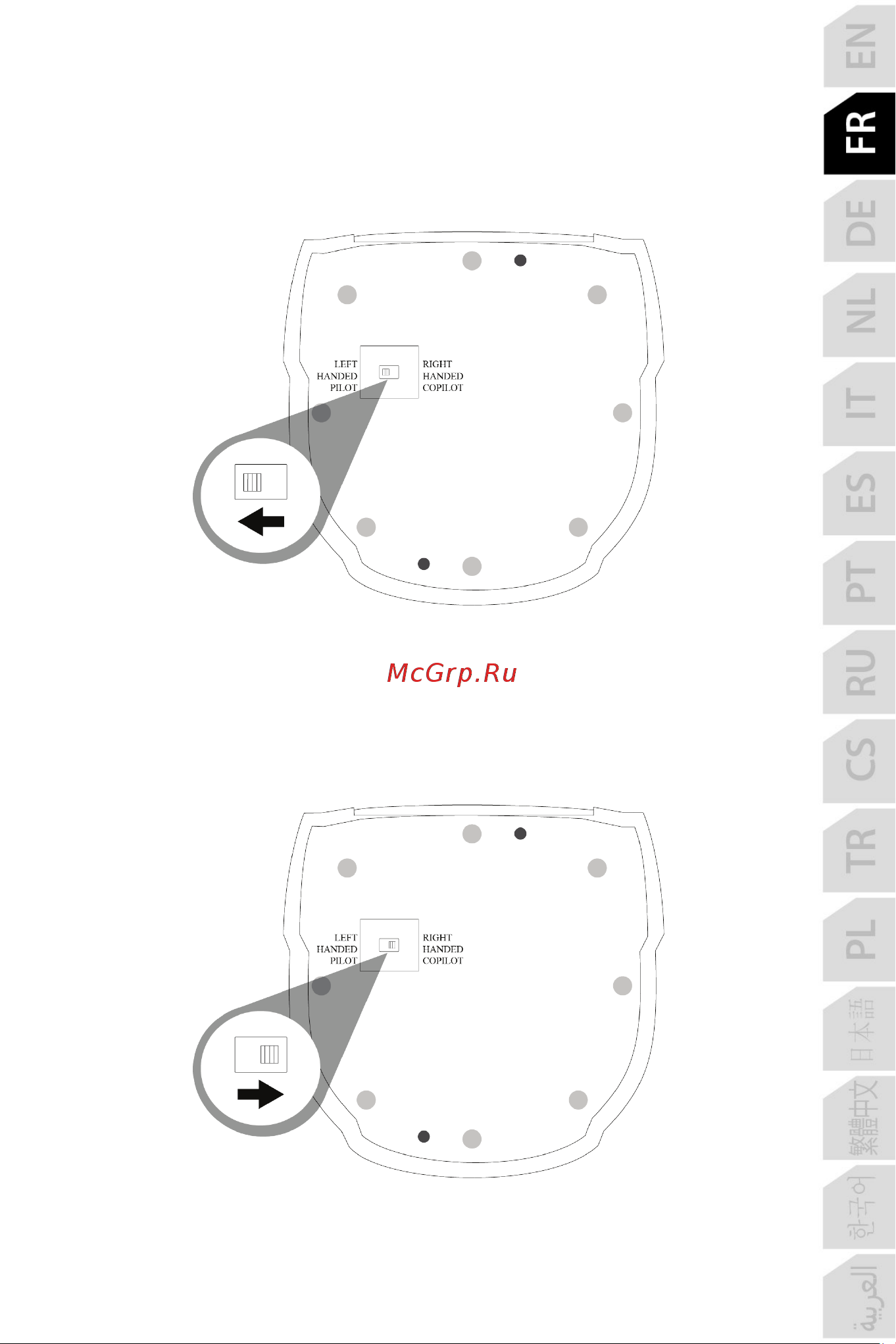Thrustmaster TCA SIDESTICK X AIRBUS EDITION [45/730] Configuration du manche en mode droitier copilote