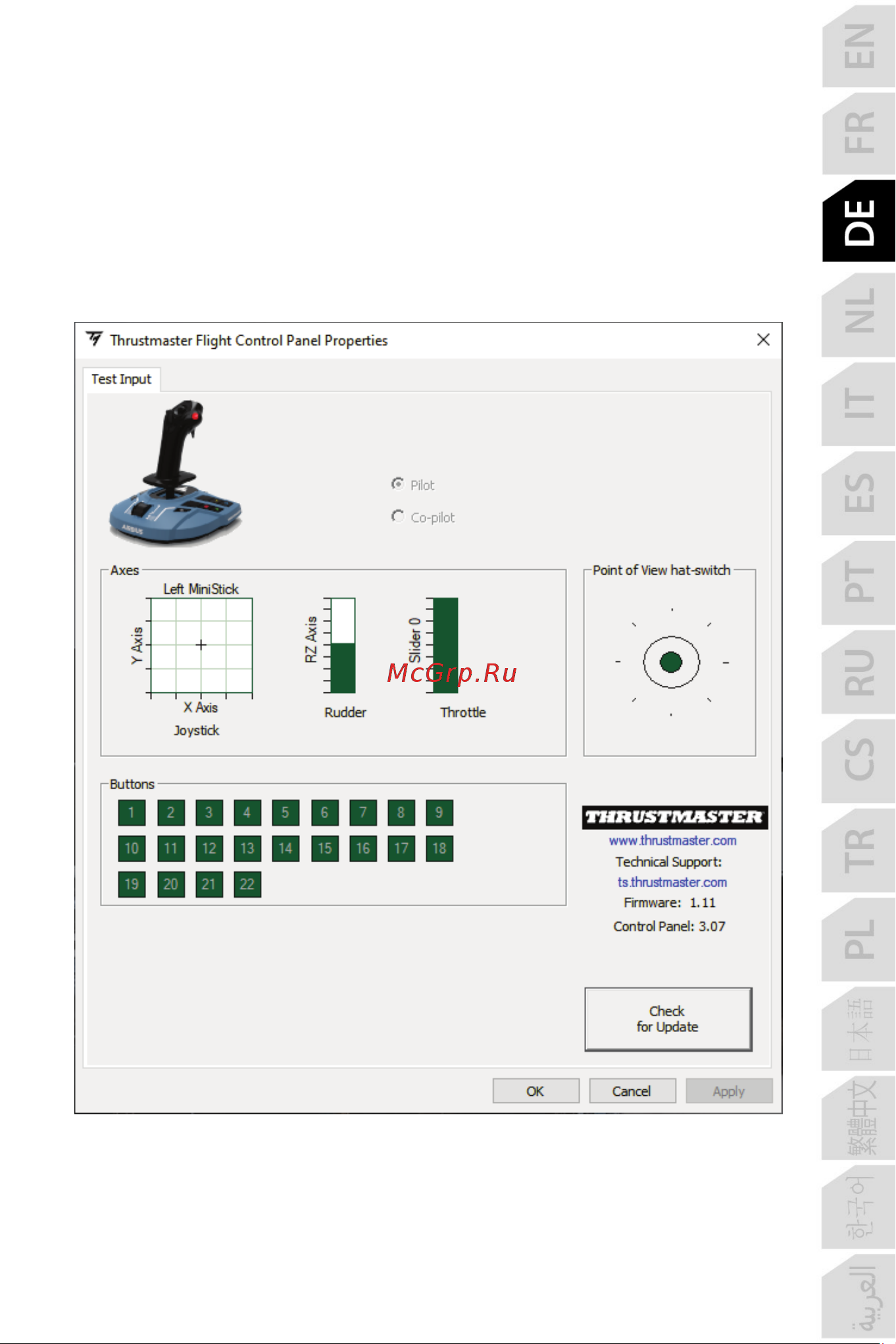 Thrustmaster TCA SIDESTICK X AIRBUS EDITION [86/730] Angepasste benutzeroberfläche