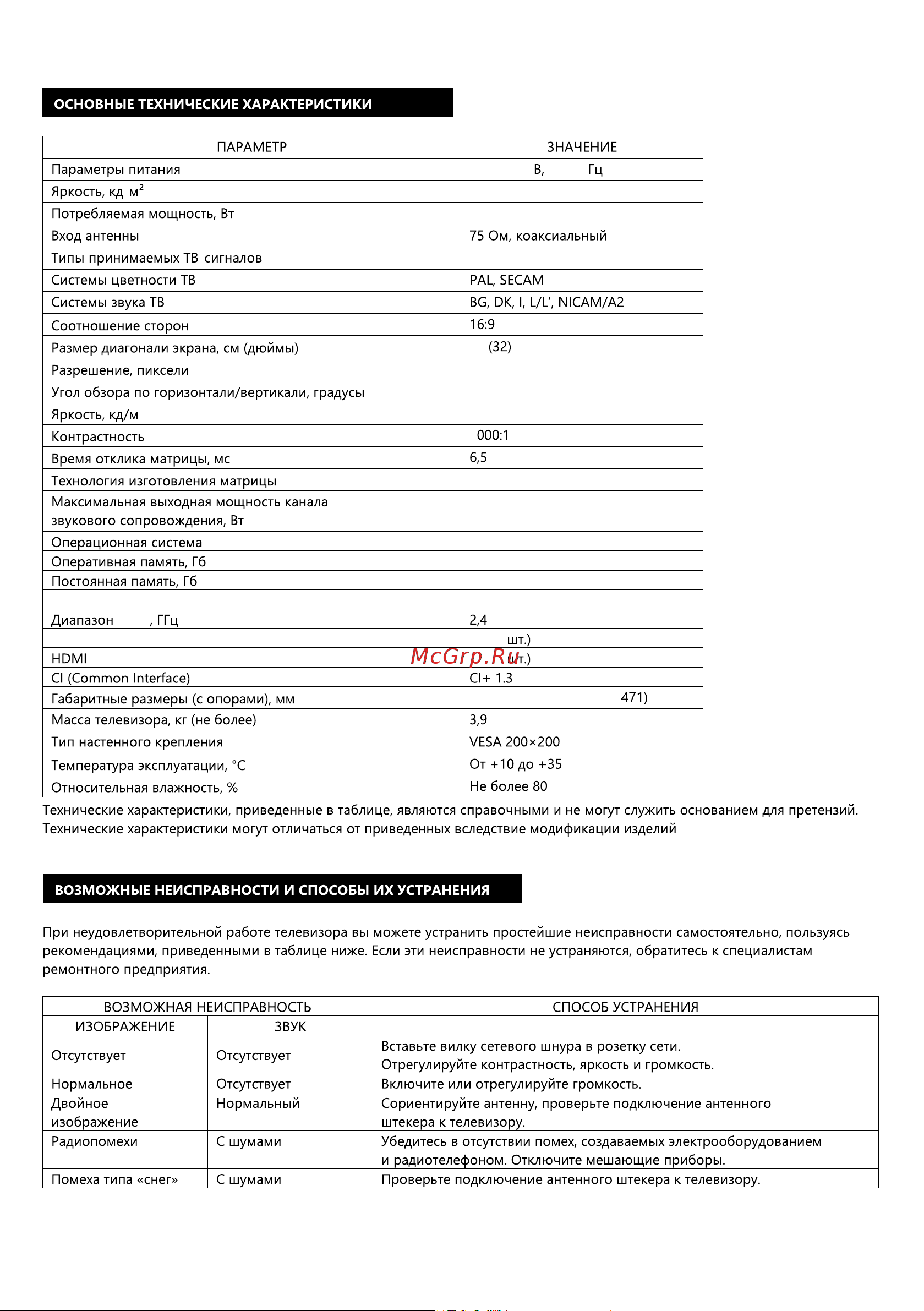 Триколор H32H5000SA Руководство по эксплуатации онлайн [9/12] 806619