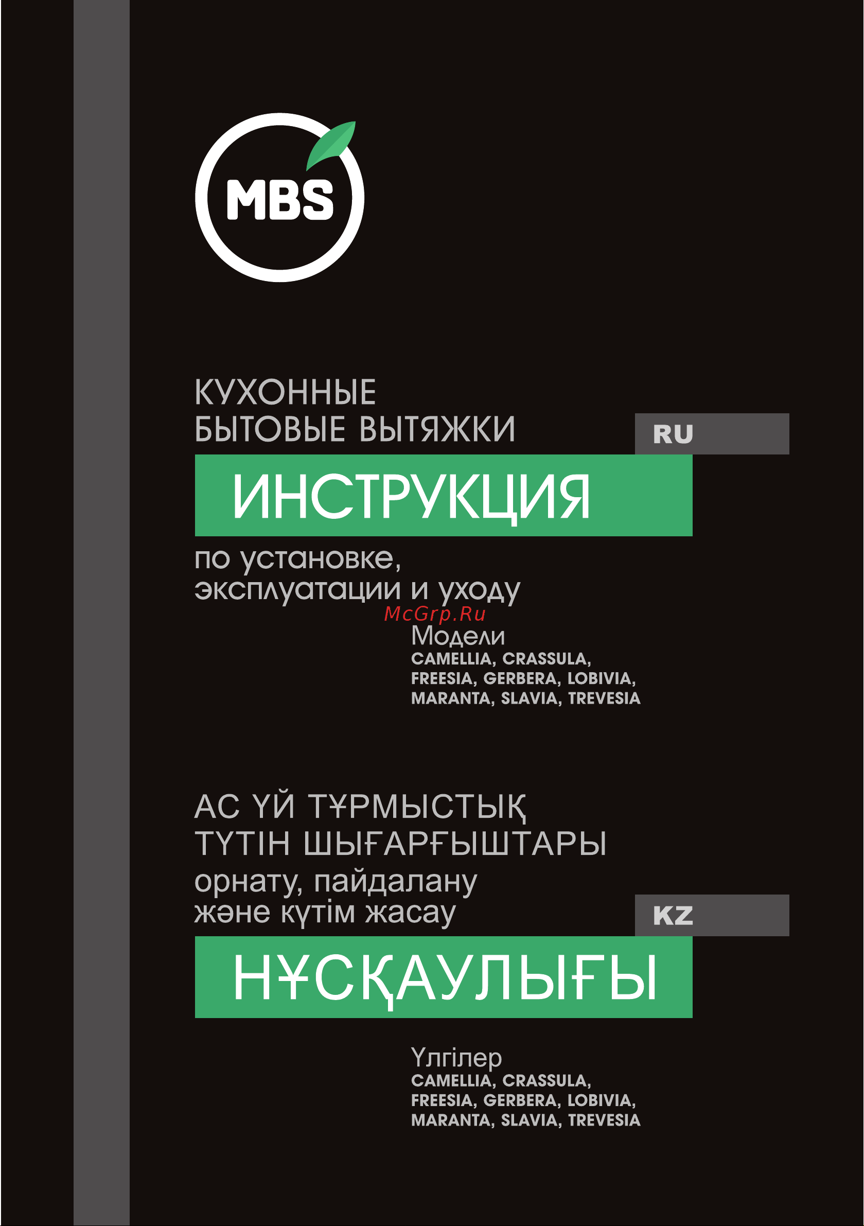 MBS CAMELLIA 190 GLASS BLACK Руководство по эксплуатации онлайн