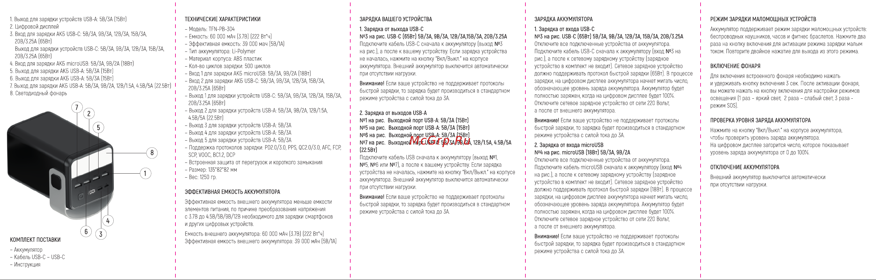 TFN Power Box 60 000 mAh Black ( Руководство по эксплуатации онлайн [2/2] 806789