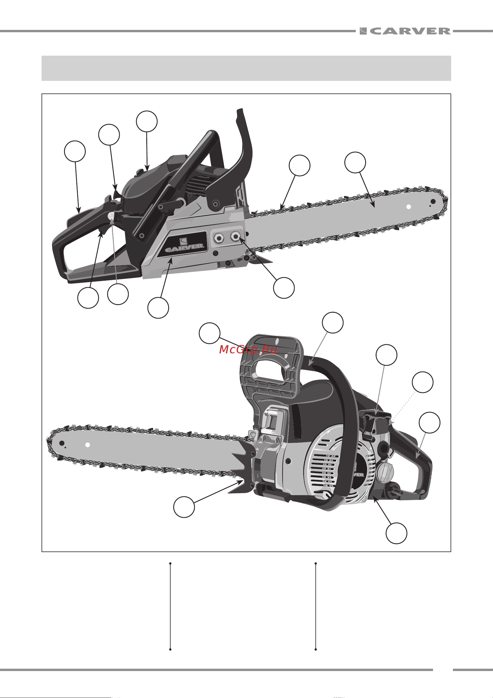 Carver RSG 241X [5/24] Основные части и узлы бензопилы рис 1