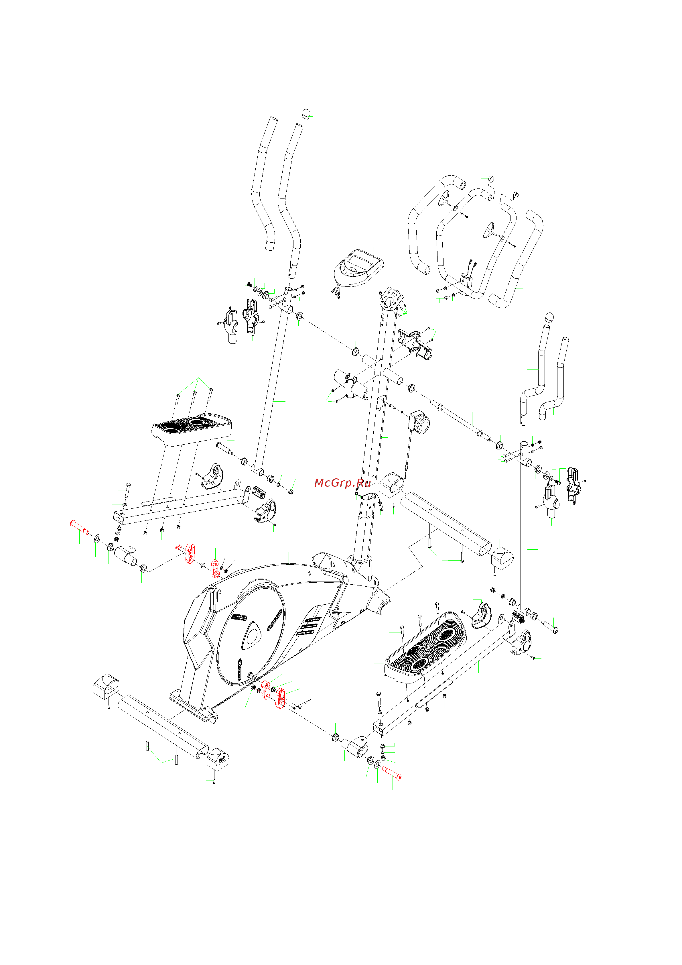 Carbon Fitness E407 [17/22] Схема тренажера в разобранном виде