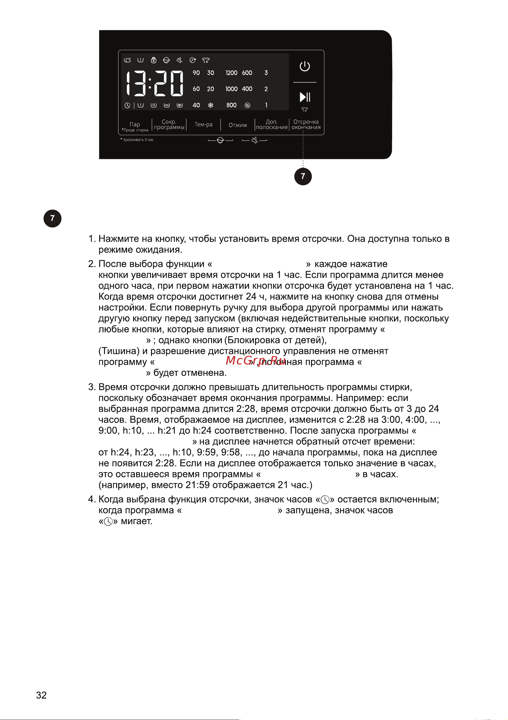 Hisense WF3S6021BW [33/57] Отсрочка окончания