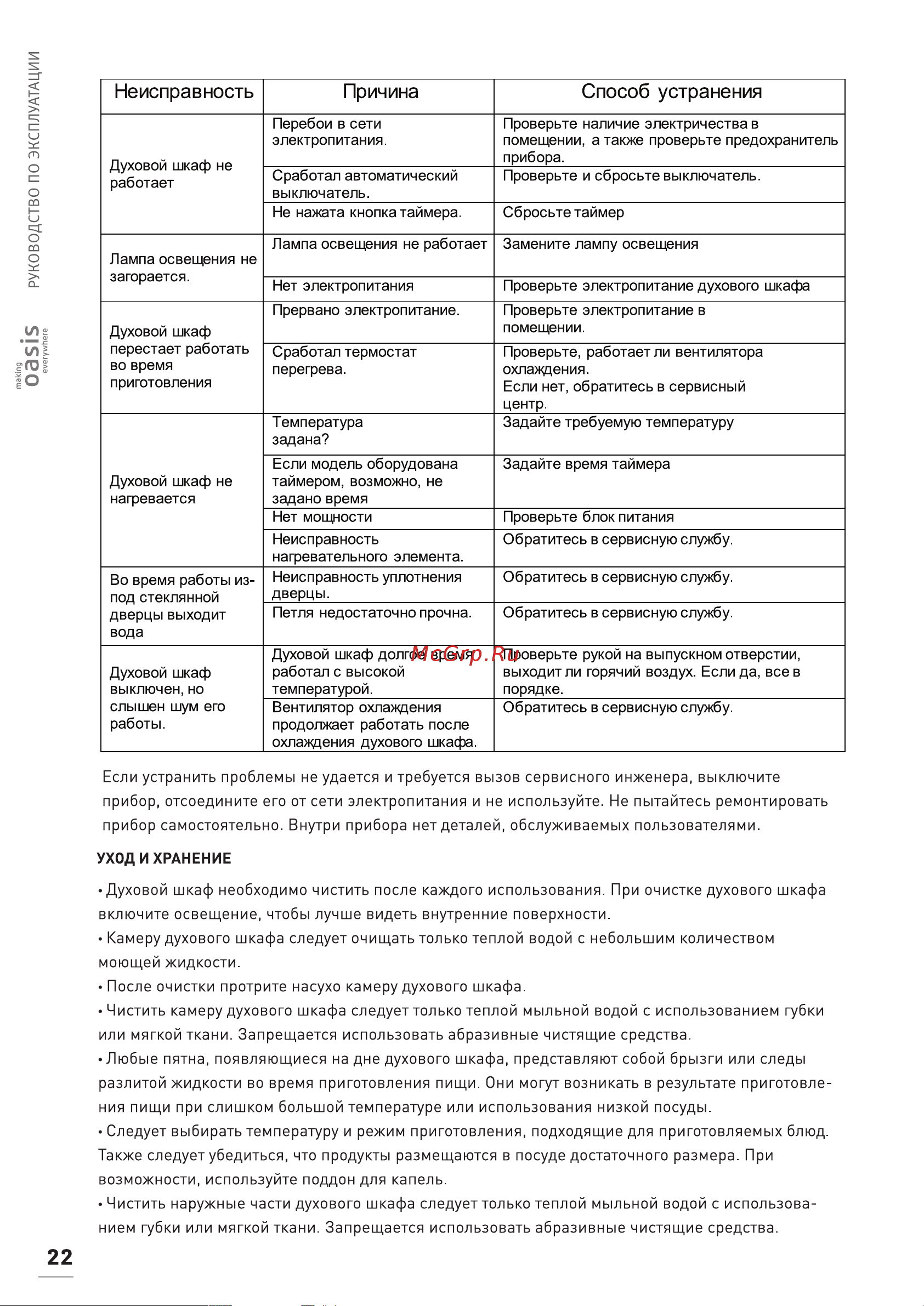 Oasis D-DB6 Руководство по эксплуатации онлайн [22/32] 808442