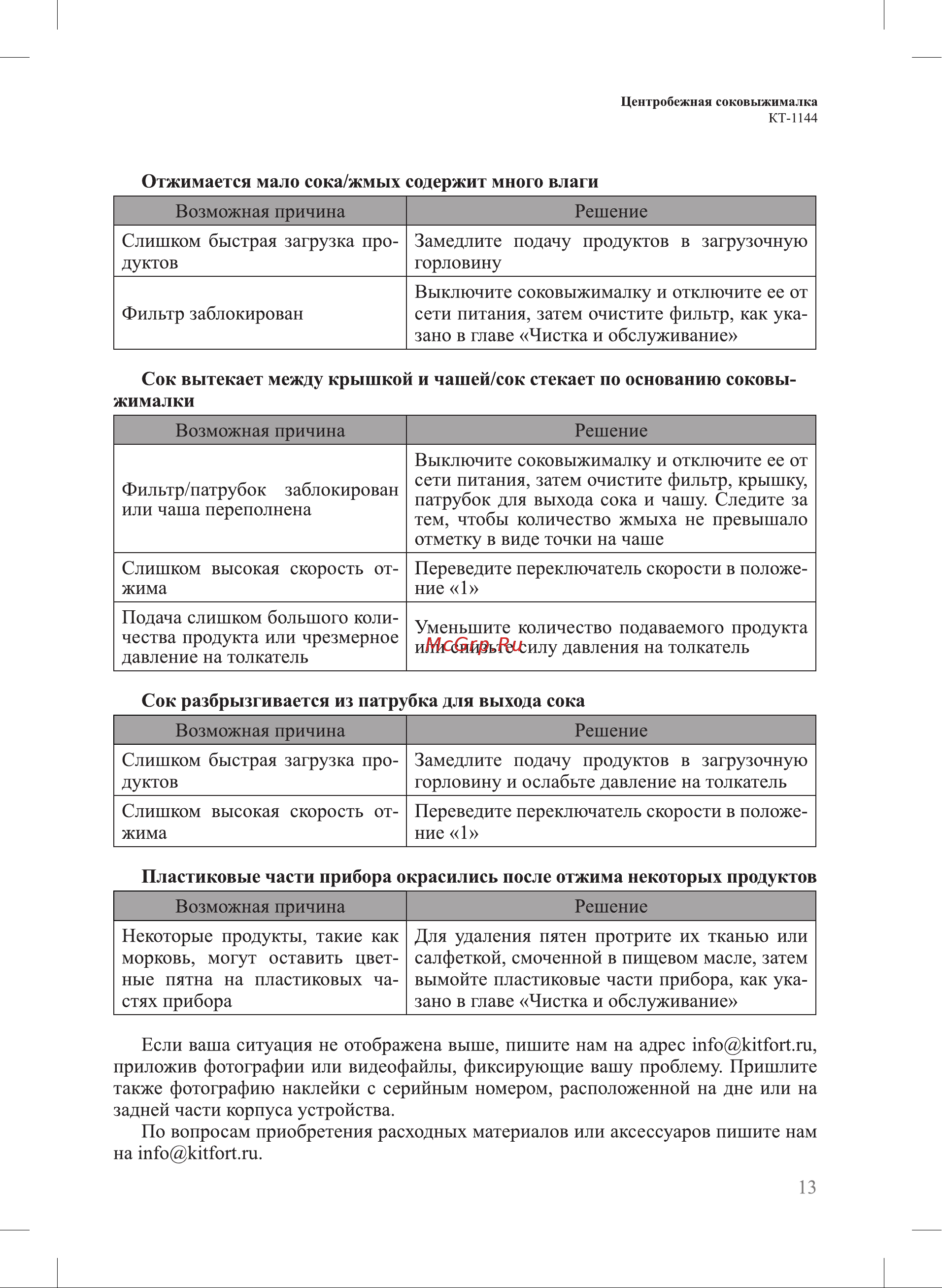 Kitfort КТ-1144-1 Руководство по эксплуатации онлайн [13/20] 808865