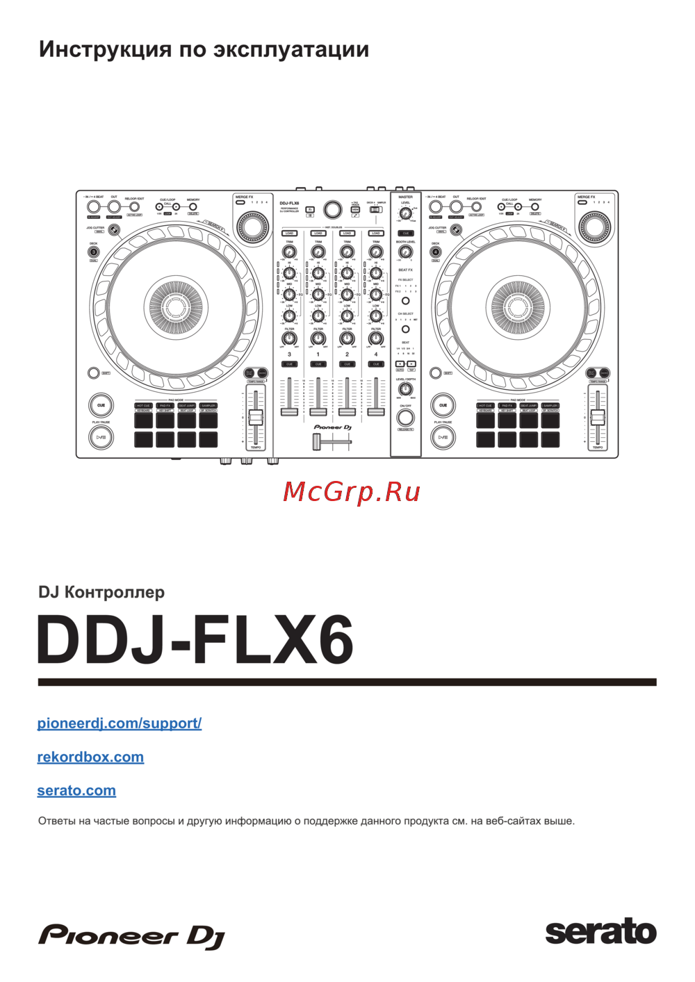 Pioneer DDJ-FLX6-GT Руководство по эксплуатации