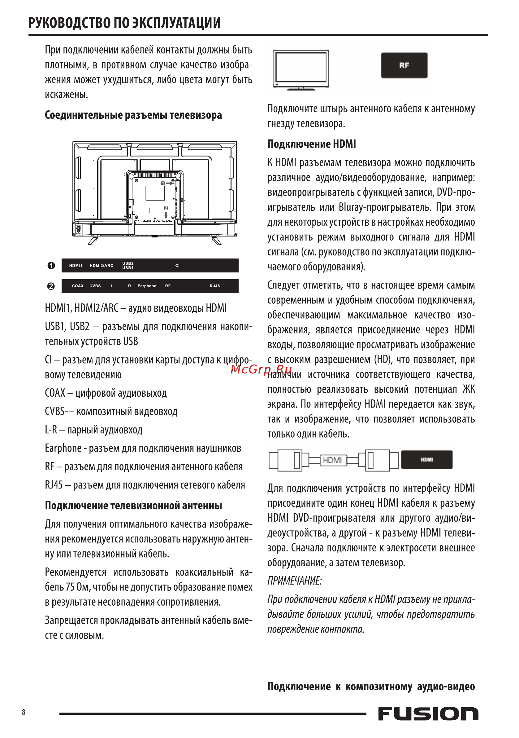 Fusion FLTV-40AS410 Руководство по эксплуатации онлайн [8/22] 809501