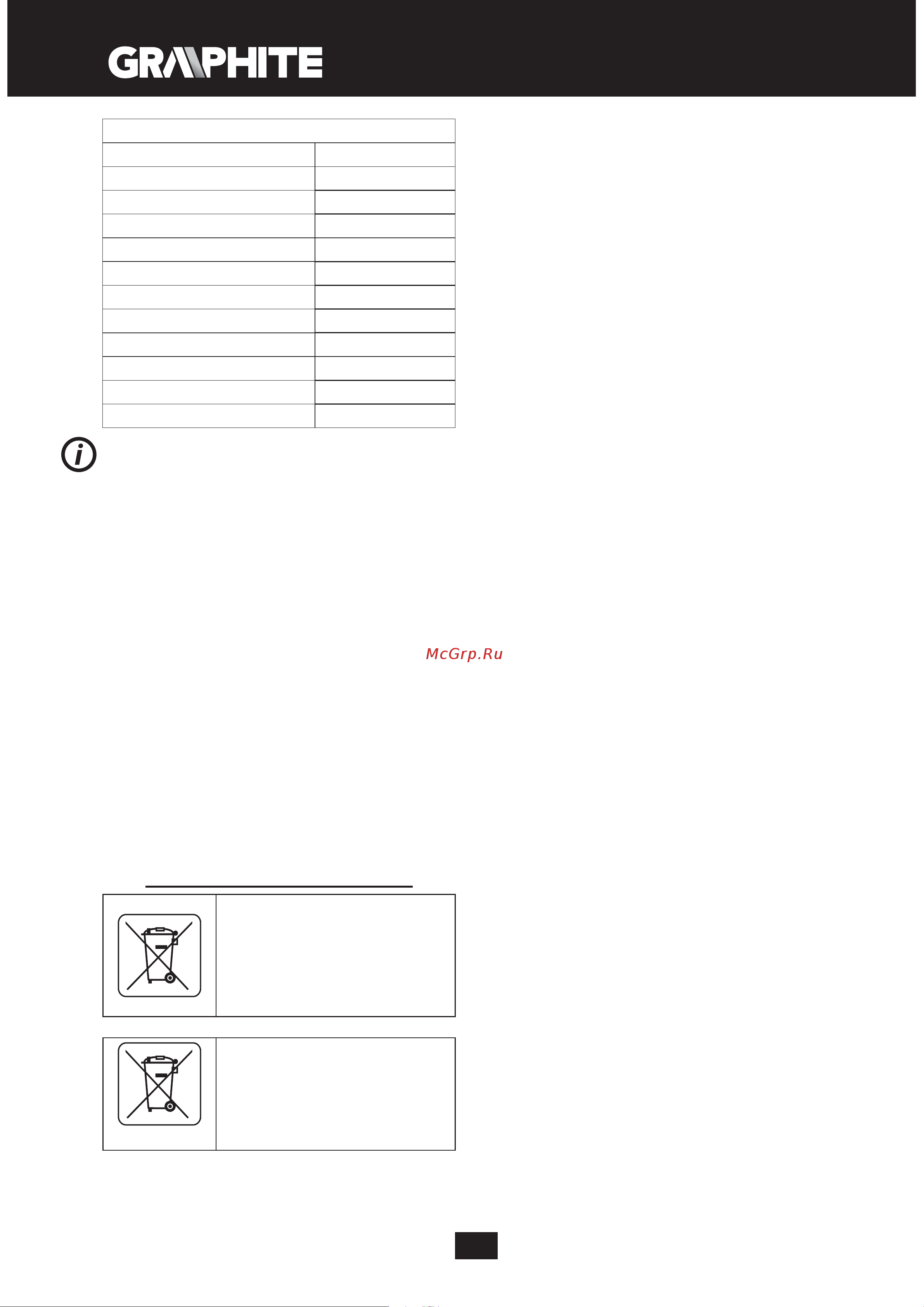 GRAPHITE 58G012 [14/92] Environmental protection ce