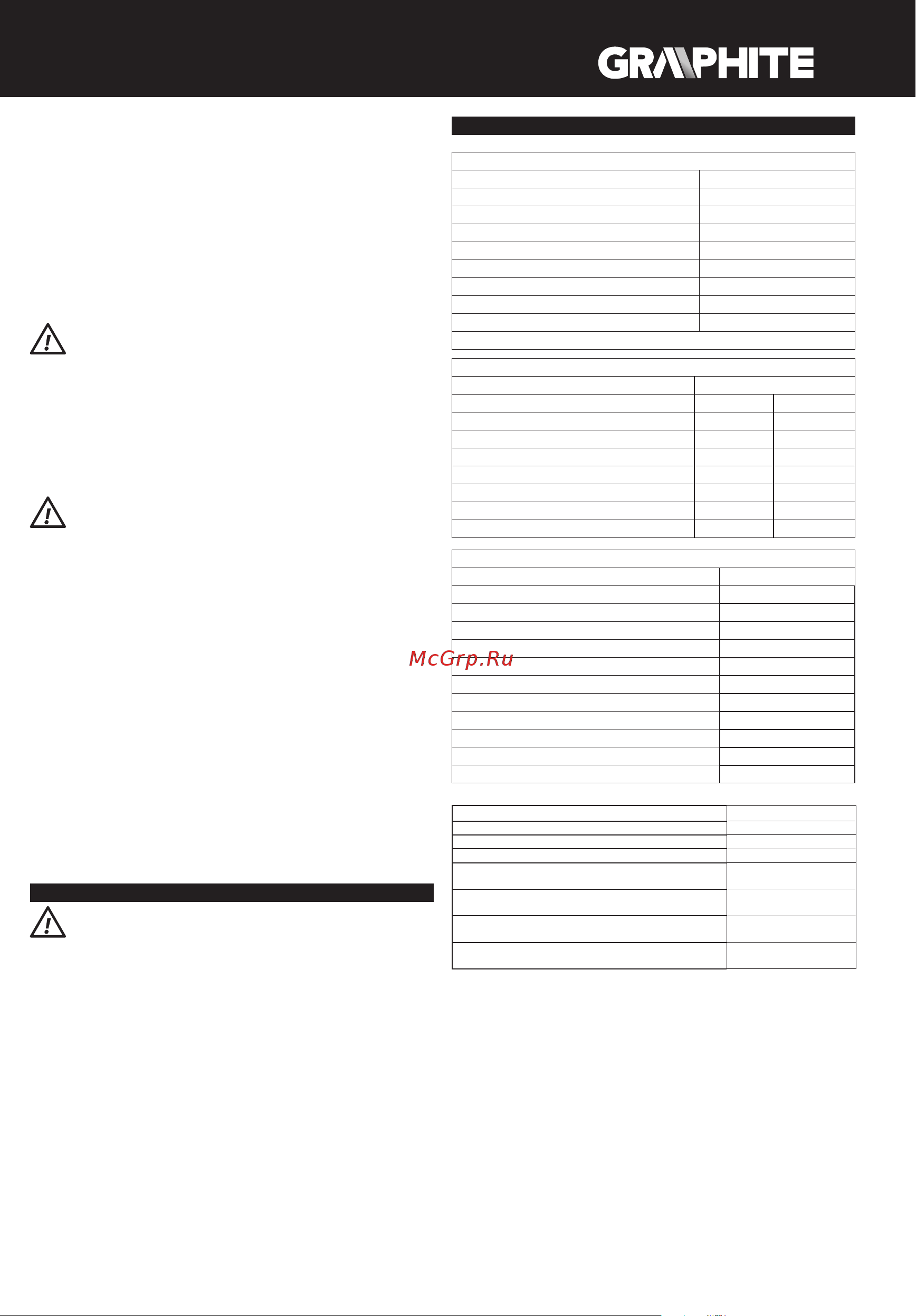 GRAPHITE 58G026 [103/116] Parametri tecnici