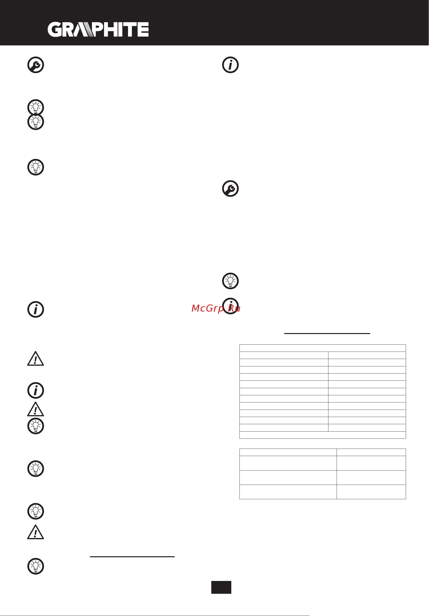 GRAPHITE 59G209 [78/96] Parametros técnicos