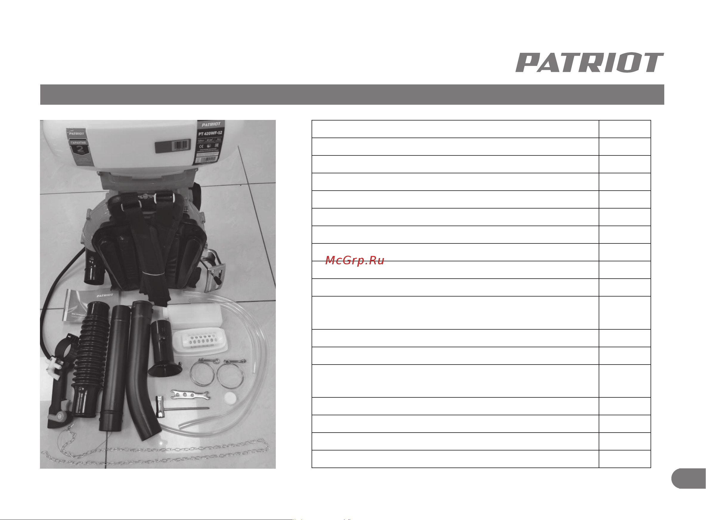 Patriot pt 415wf-12 [11/27] Комплектация