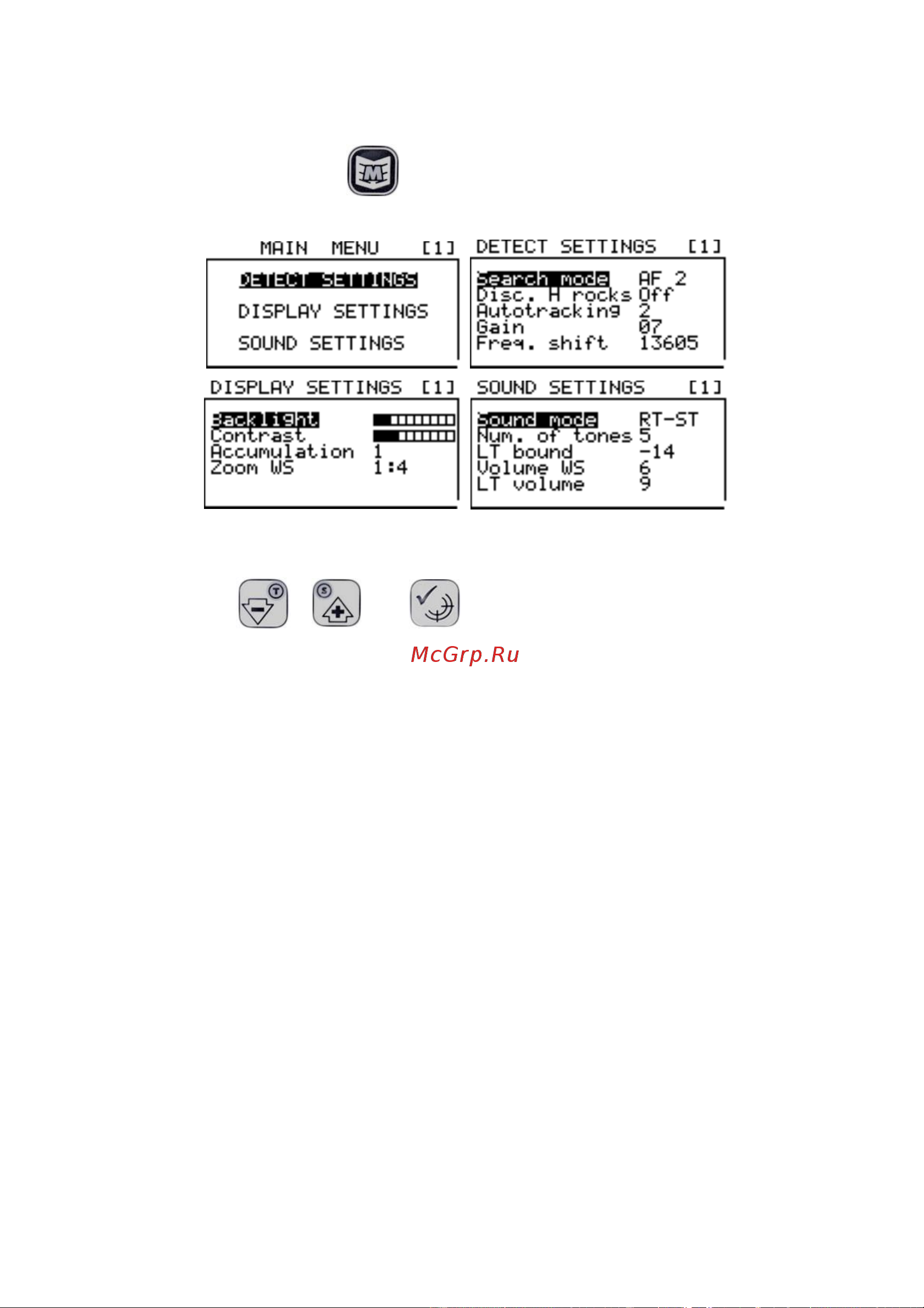 Ака Signum 7272M MFT version 1.00 [19/34] Parameter menu