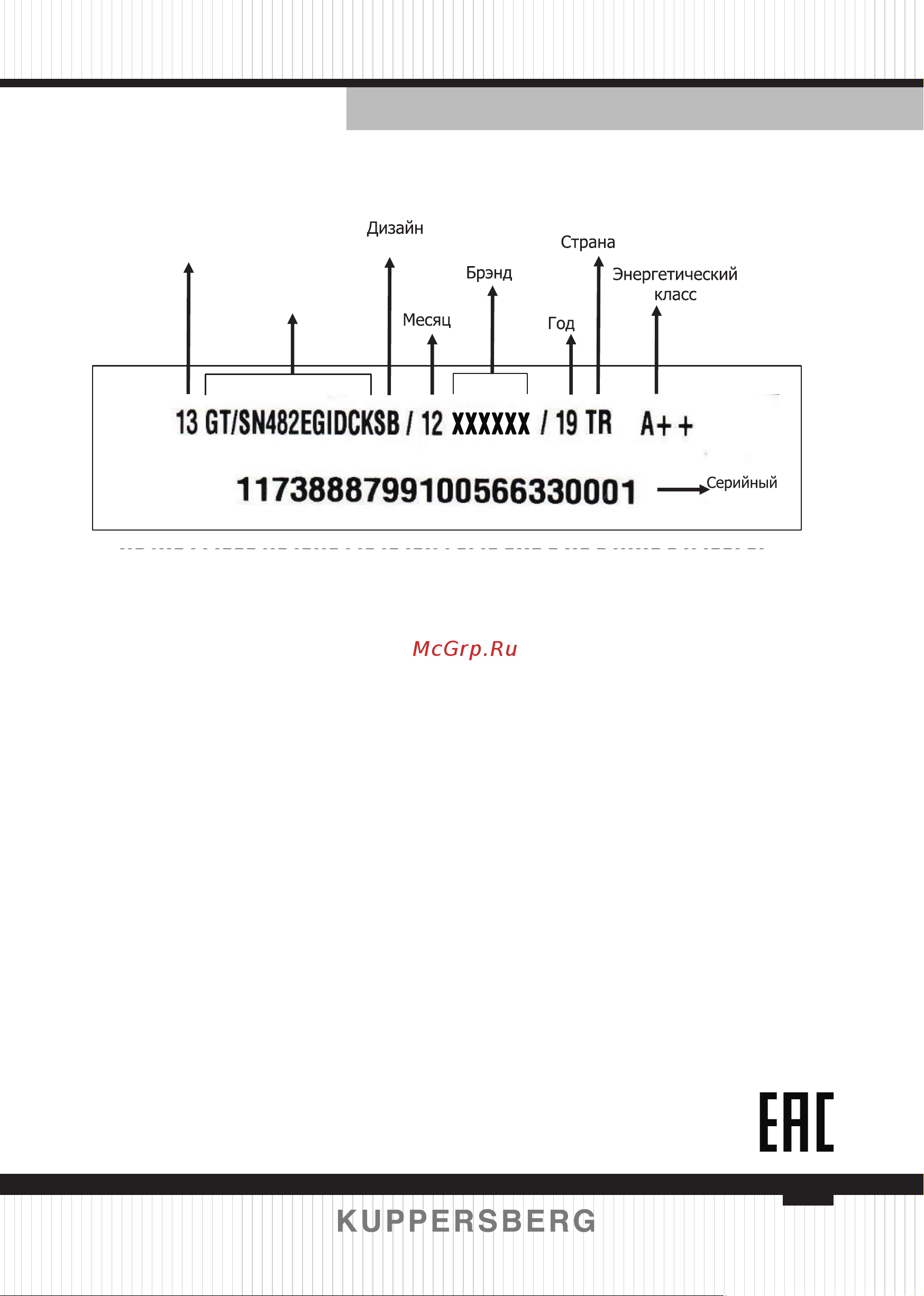 Kuppersberg NRV 1867 BE [77/84] Расшифровка серийного номера