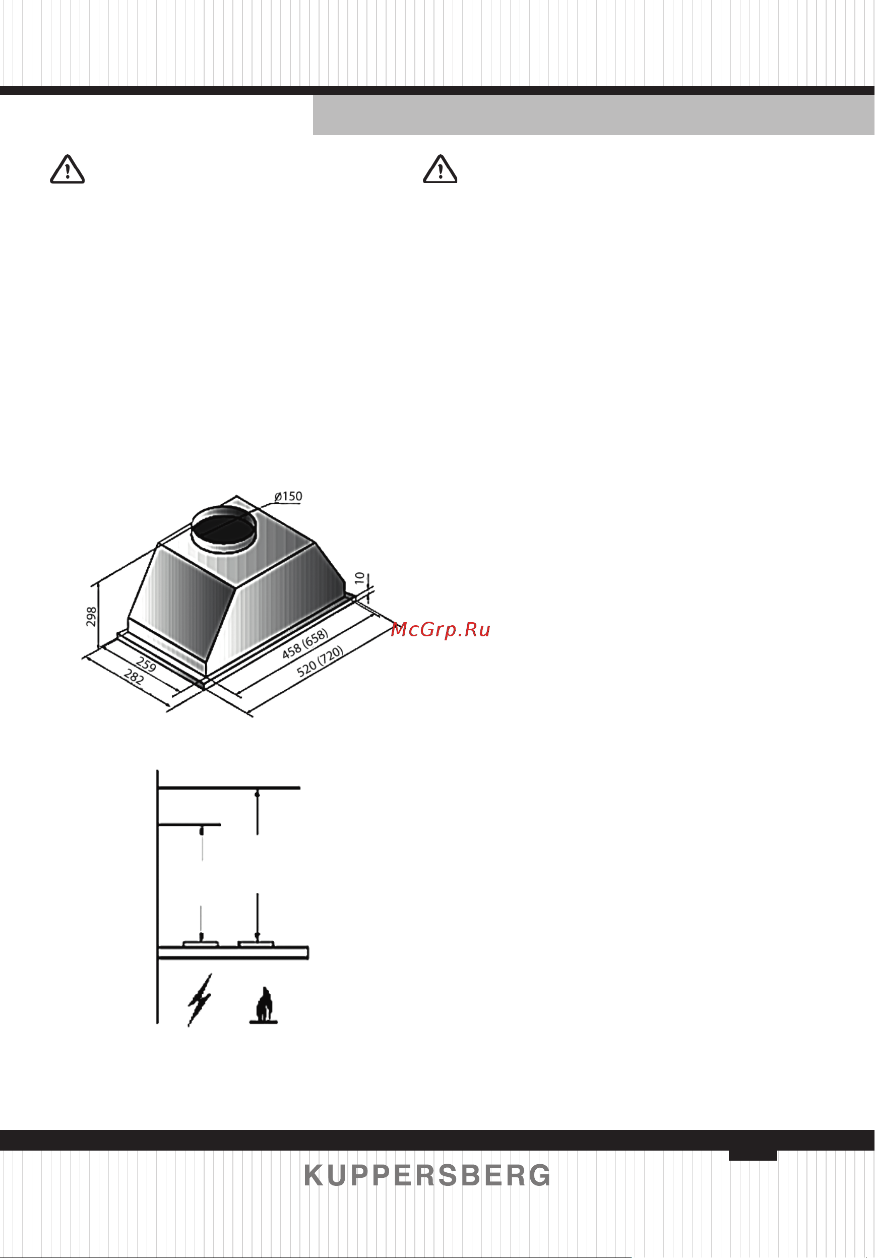 Kuppersberg INLINEA 72 Inox [7/44] Abschnit 2 installation und abmessungen