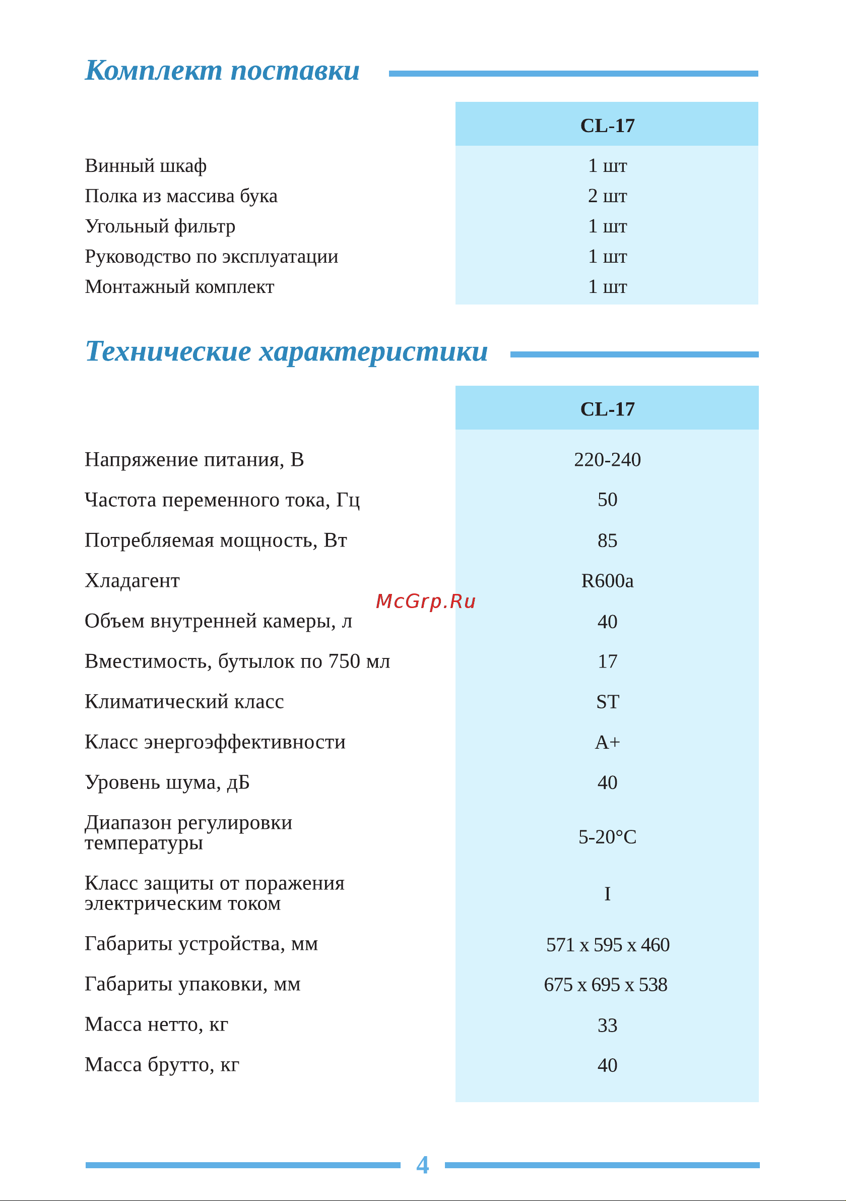 Libhof Connoisseur CL-17 Инструкция по эксплуатации онлайн [4/20] 810797