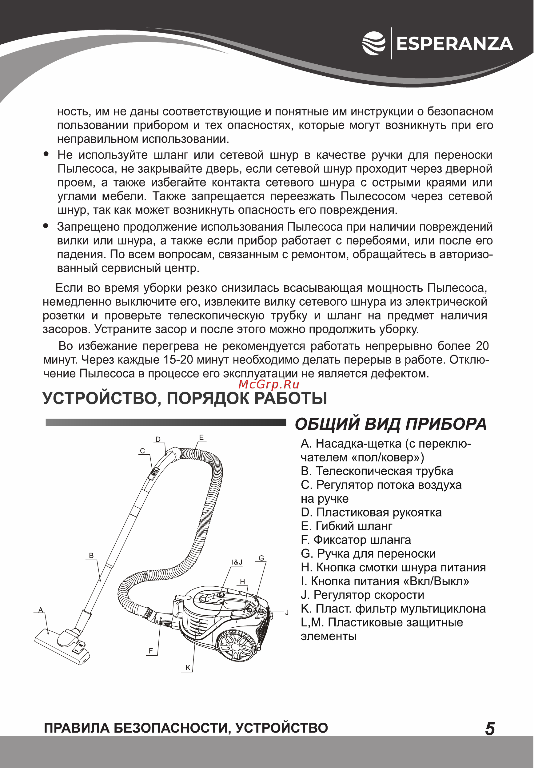 Esperanza VC-M311 Инструкция по эксплуатации онлайн [5/16] 811865
