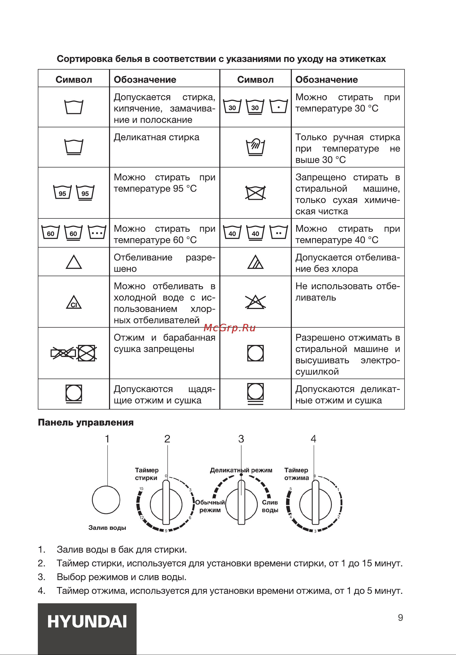Hyundai WMSA3202 Инструкция по эксплуатации онлайн [9/16] 812013