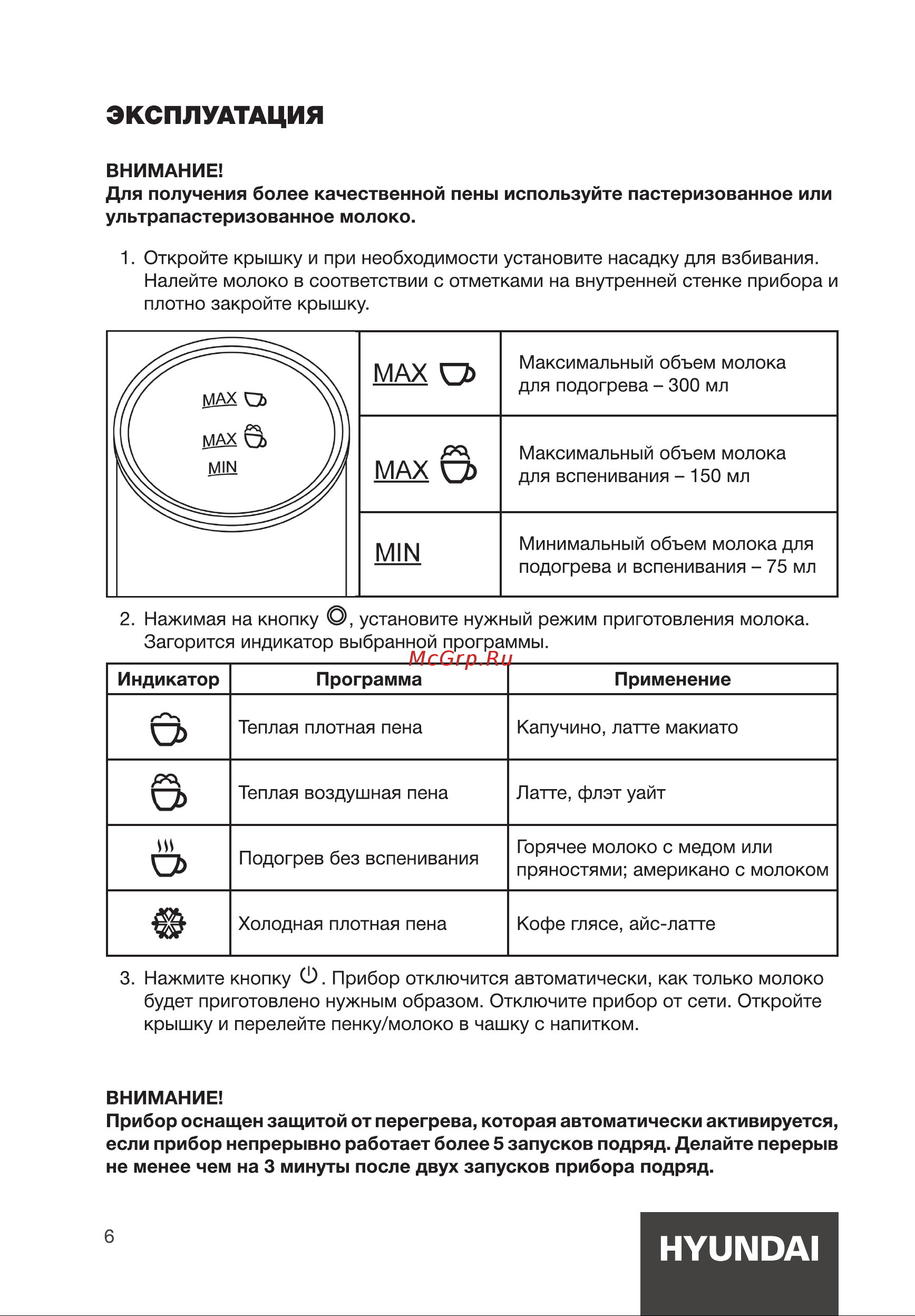 Hyundai HMF-P200 Инструкция по эксплуатации онлайн [6/16] 812064