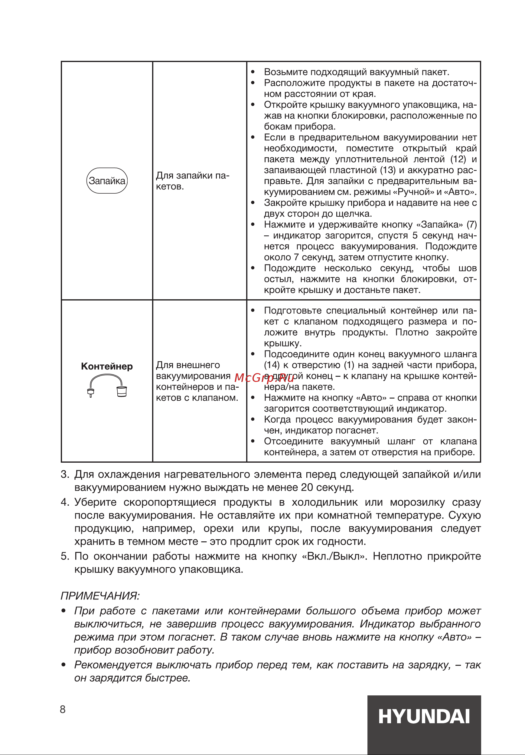 Hyundai HY-VA1001 Инструкция по эксплуатации онлайн [8/16] 812065