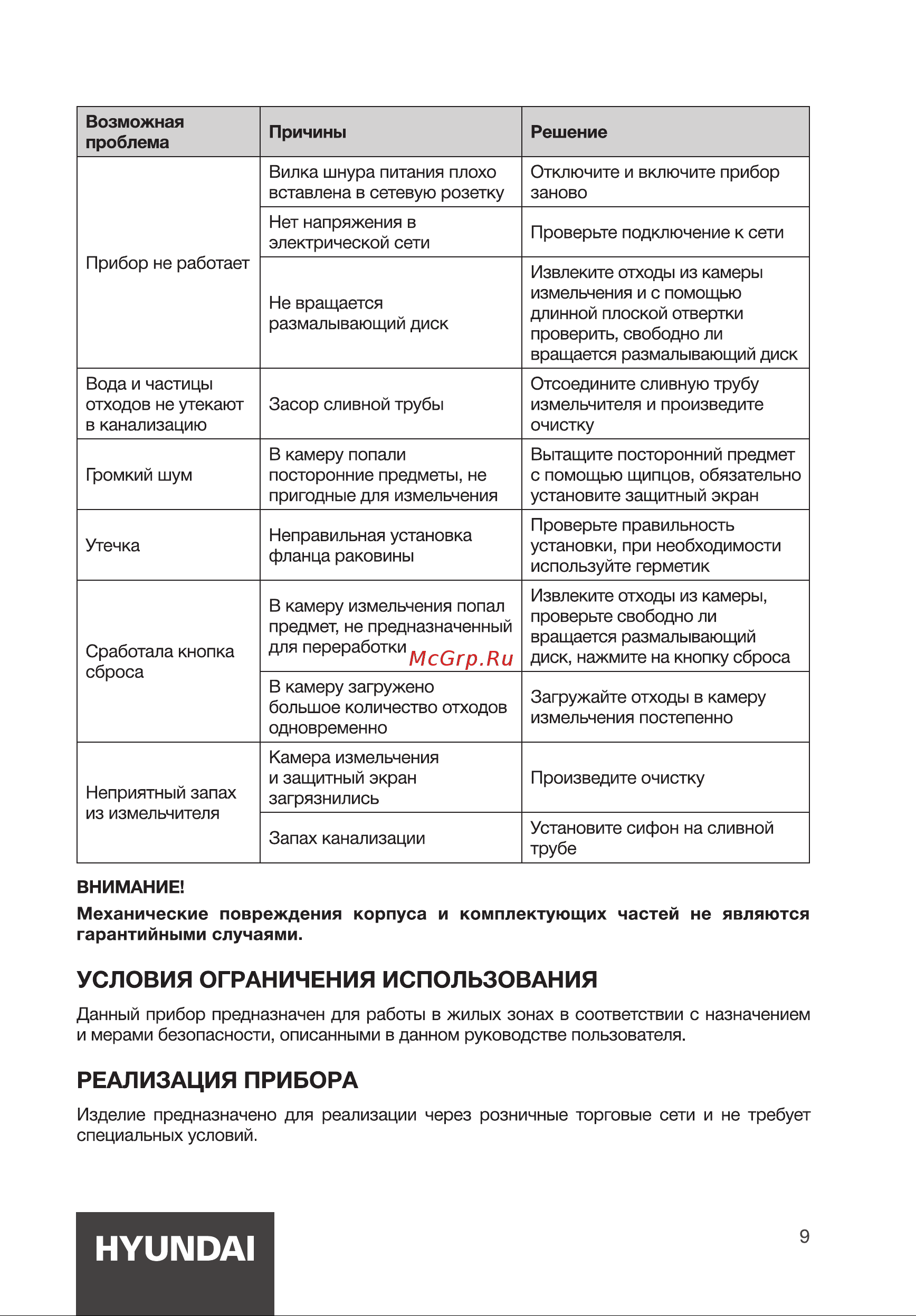 Hyundai HFWD 10390 Инструкция по эксплуатации онлайн [9/12] 812068